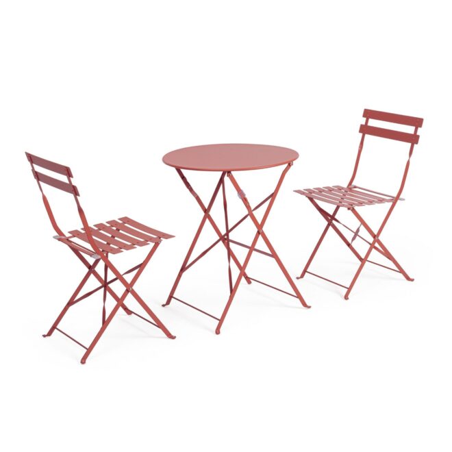 Set bistrot AUSTIN in acciaio terracotta, pieghevole