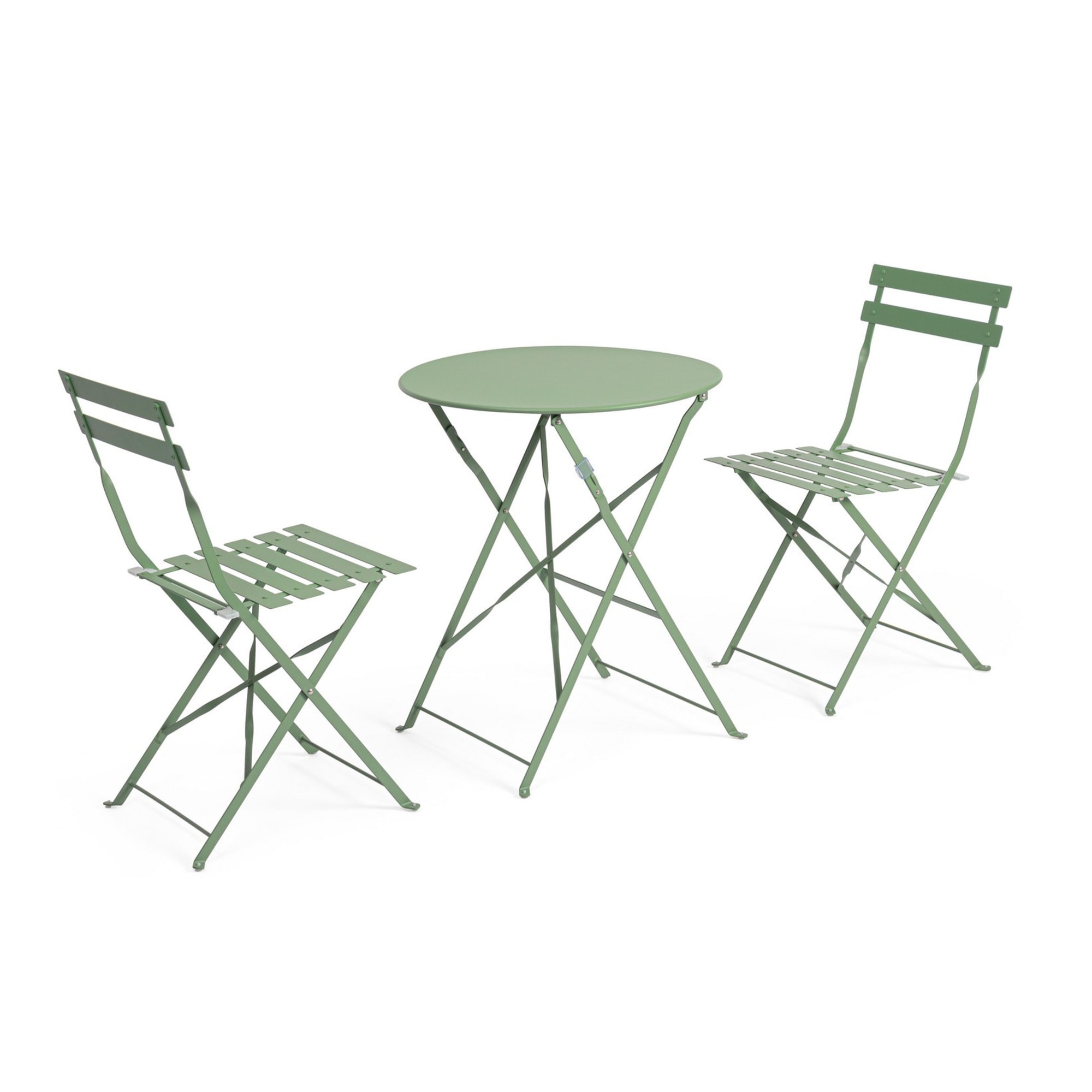 Set bistrot AUSTIN in acciaio verde, pieghevole