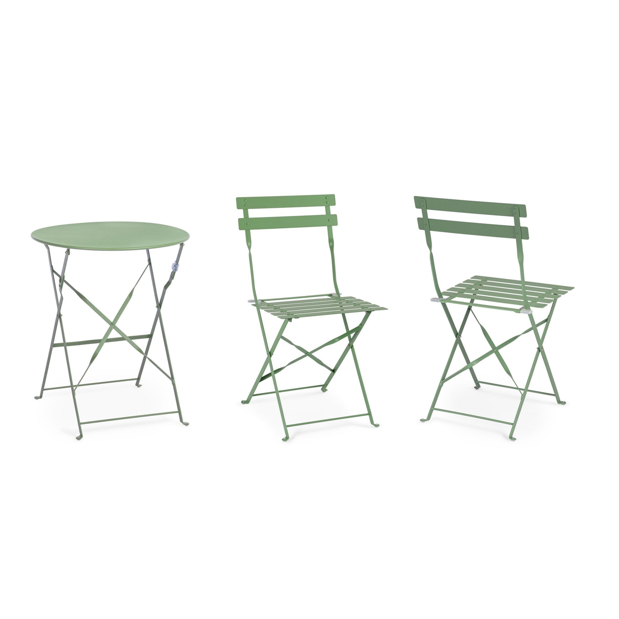 Set bistrot AUSTIN in acciaio verde, pieghevole