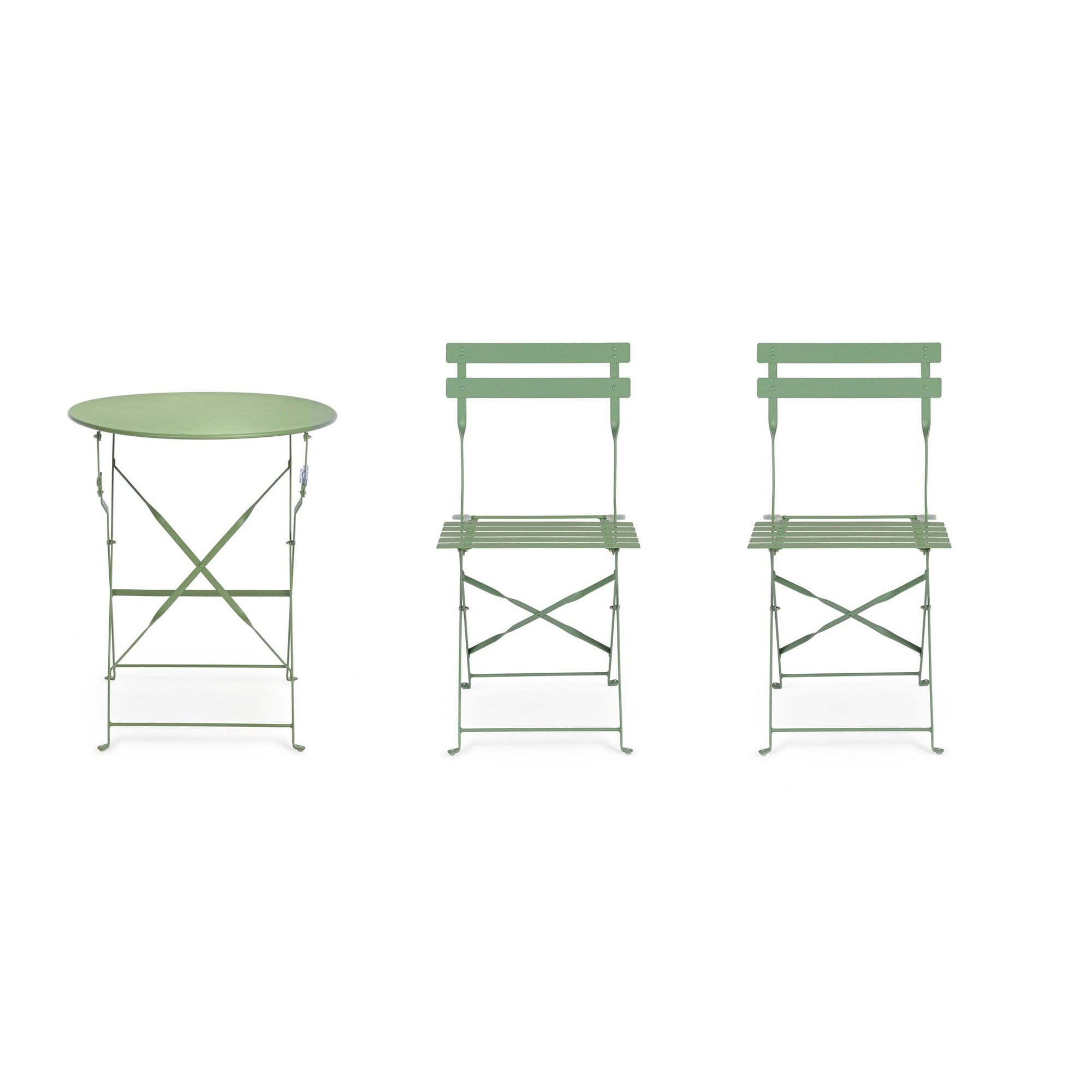 Set bistrot AUSTIN in acciaio verde, pieghevole