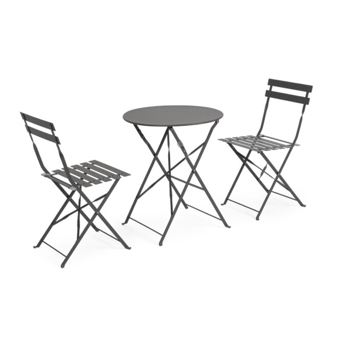 Set bistrot AUSTIN in acciaio antracite, pieghevole