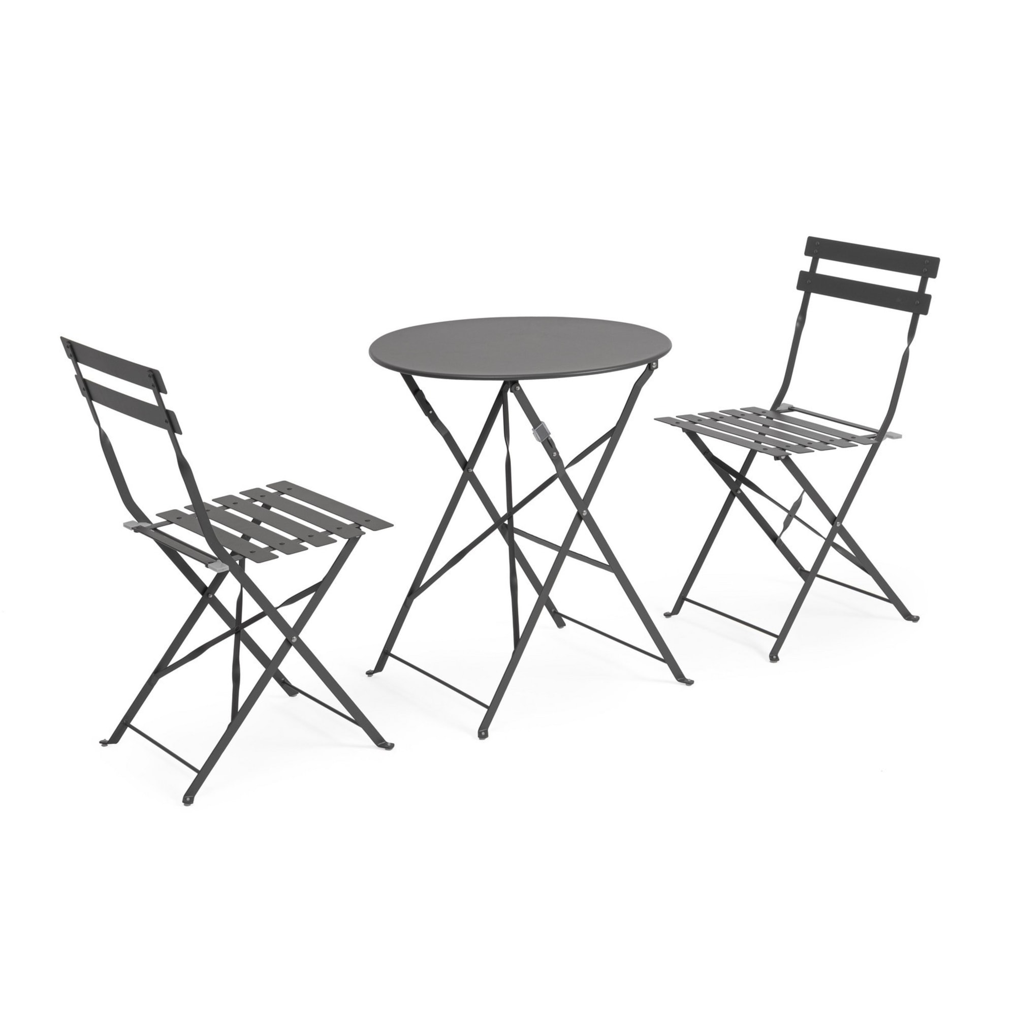 Set bistrot AUSTIN in acciaio antracite, pieghevole