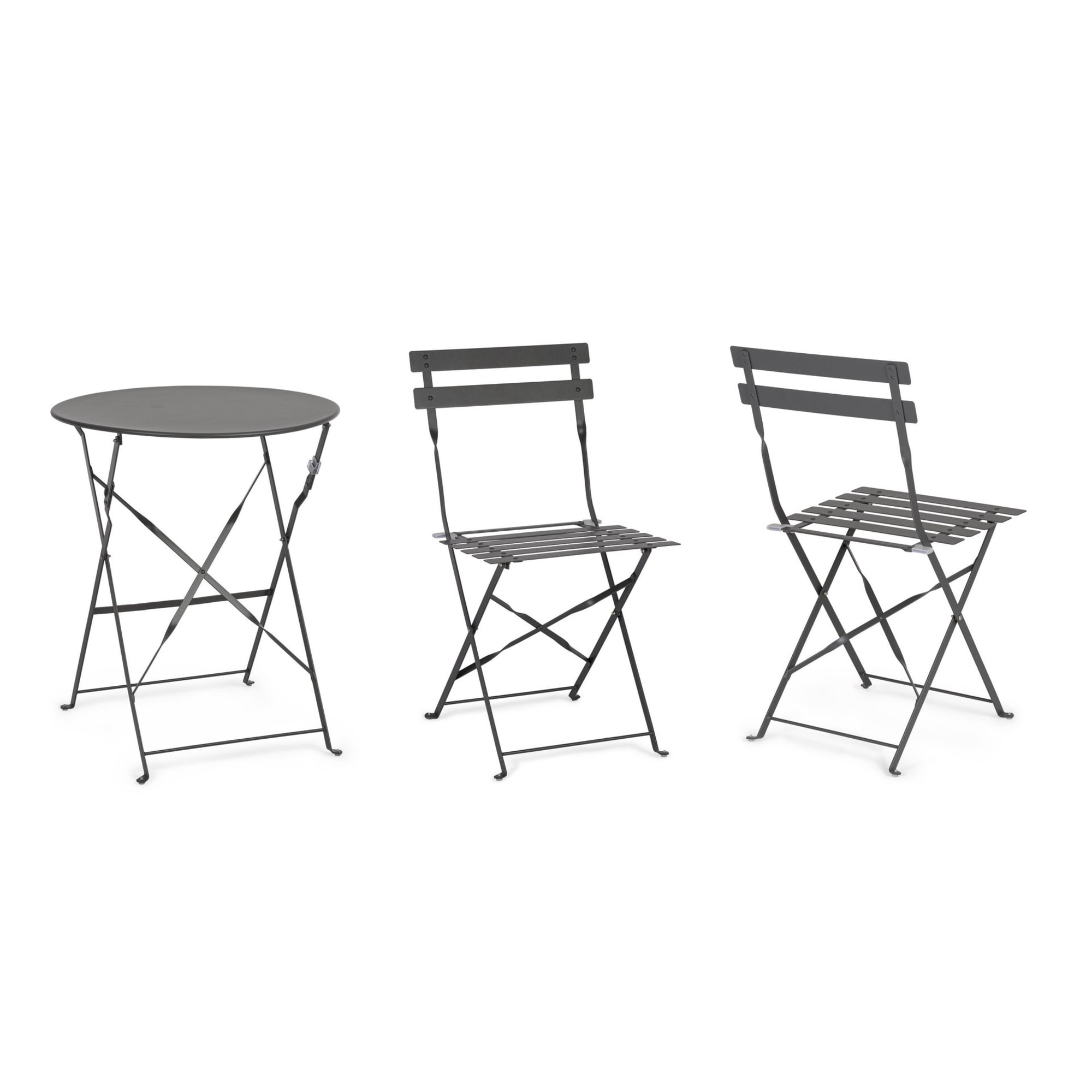 Set bistrot AUSTIN in acciaio antracite, pieghevole