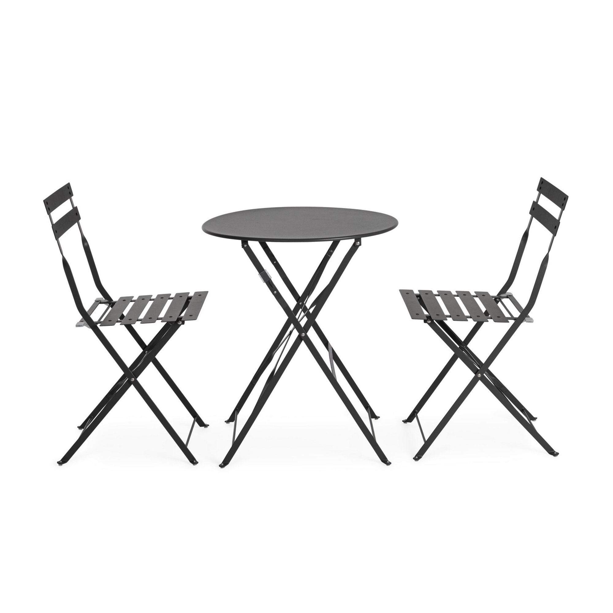 Set bistrot AUSTIN in acciaio antracite, pieghevole