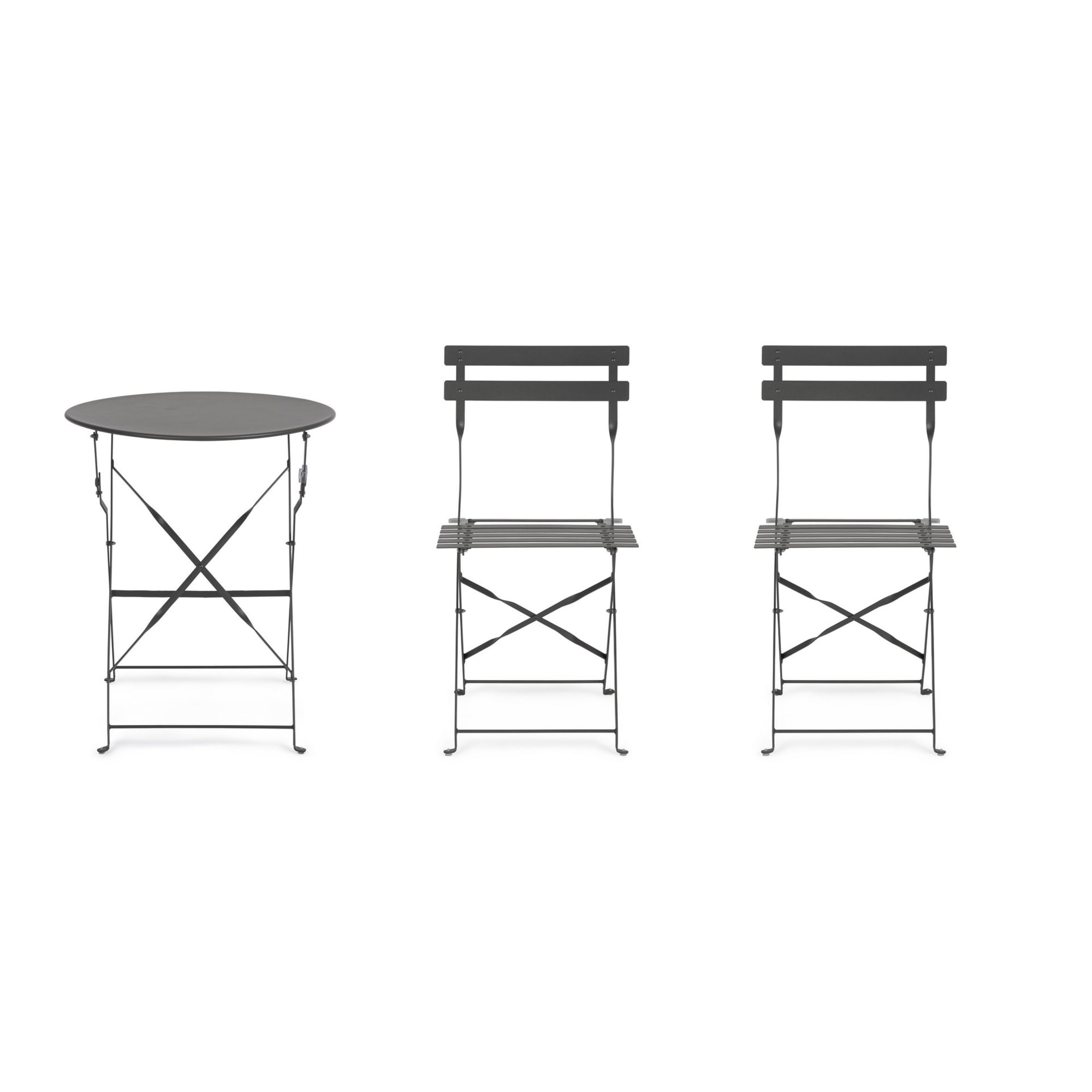 Set bistrot AUSTIN in acciaio antracite, pieghevole