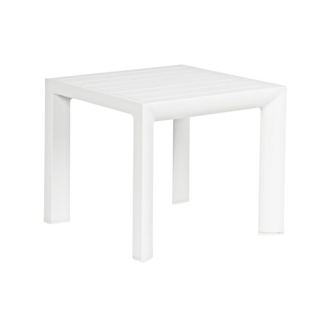 Set 2 tavolini da giardino ZARAGOZA in alluminio bianco verniciato a polvere, 40×40 cm