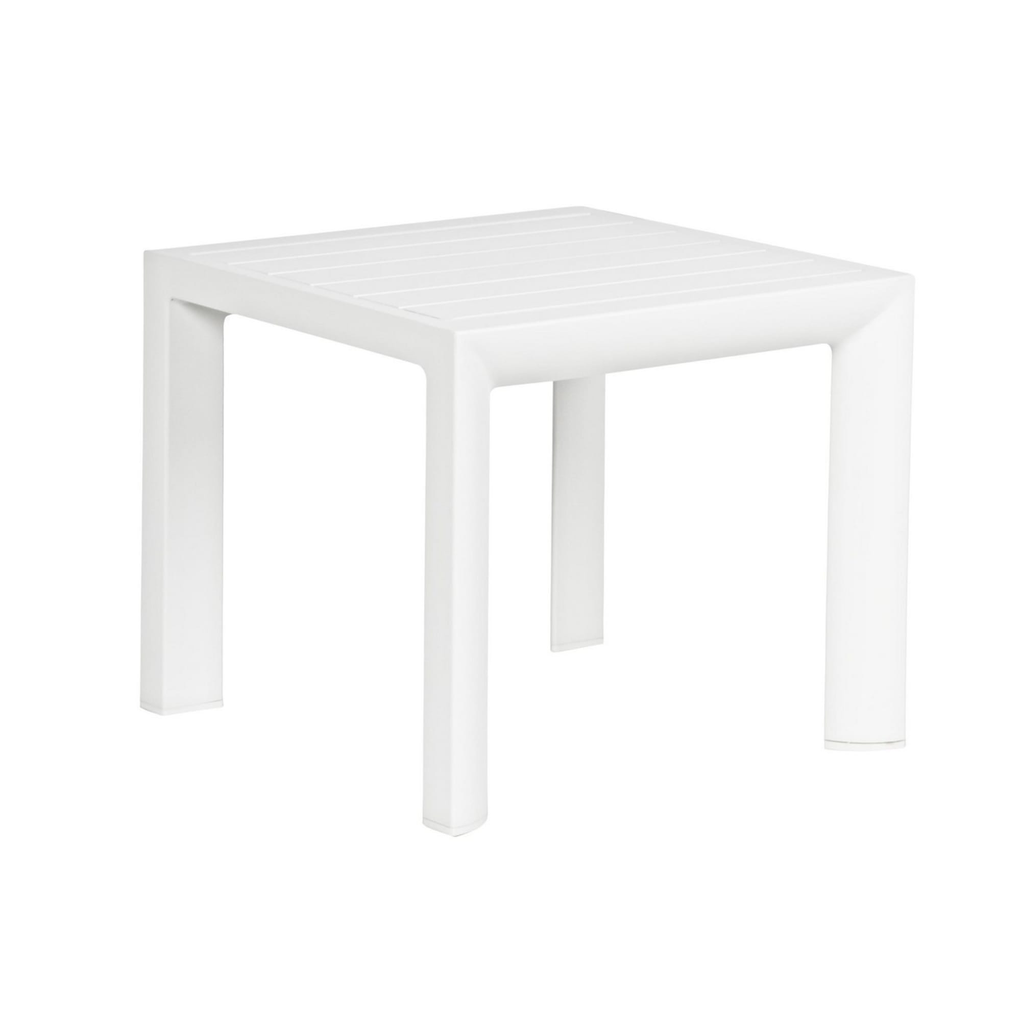 Set 2 tavolini da giardino ZARAGOZA in alluminio bianco verniciato a polvere, 40×40 cm