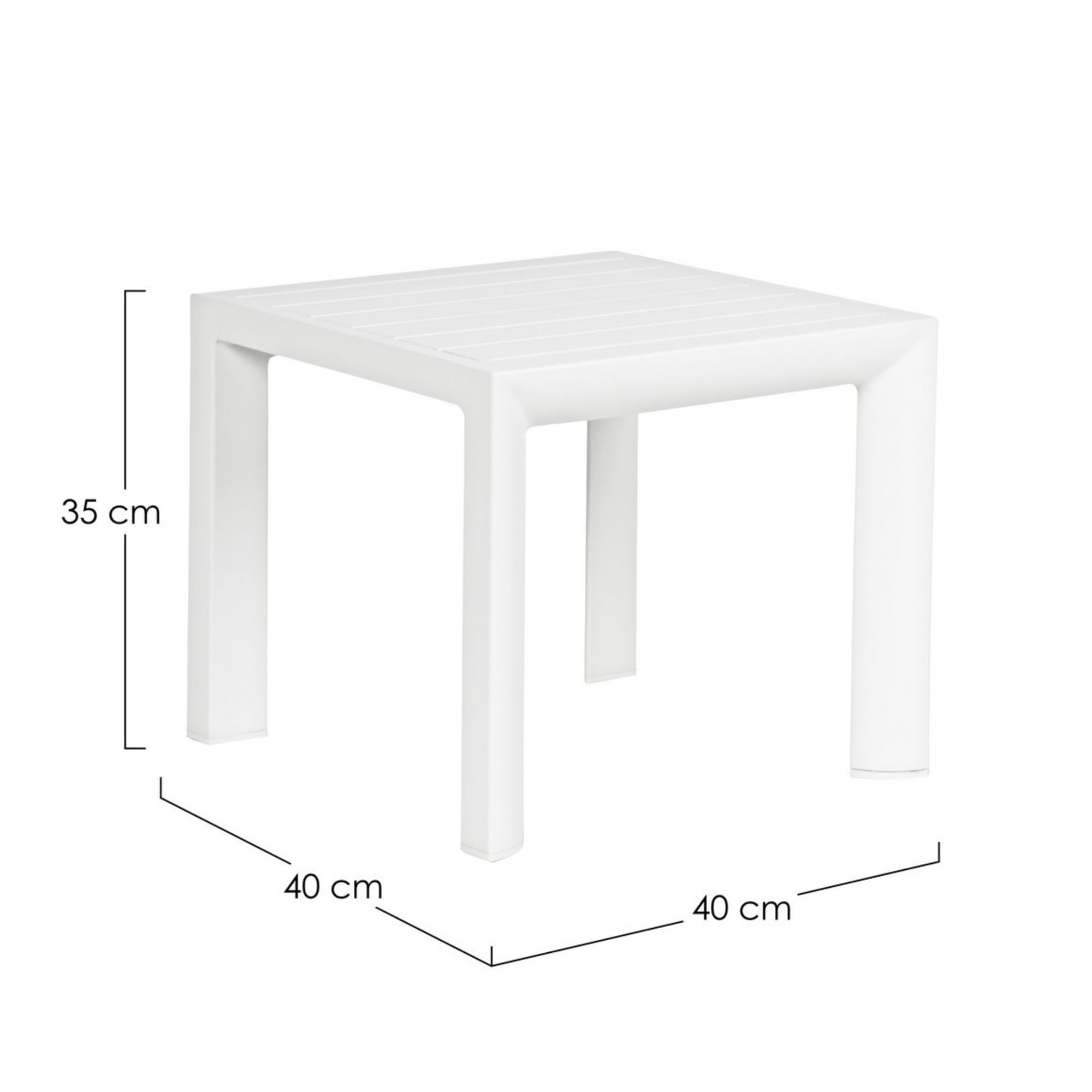 Set 2 tavolini da giardino ZARAGOZA in alluminio bianco verniciato a polvere, 40×40 cm