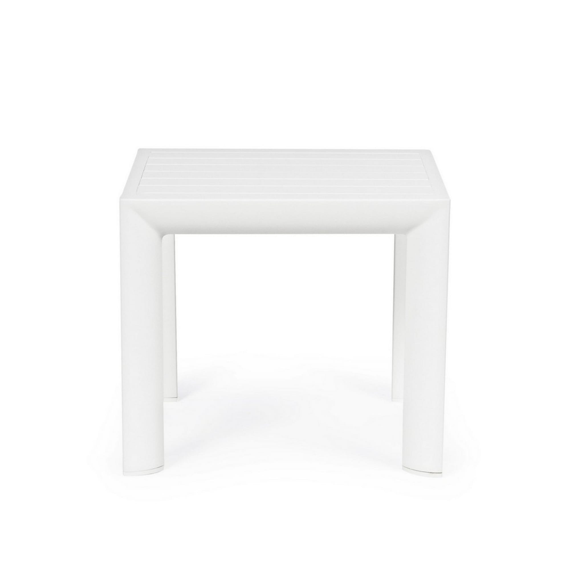Set 2 tavolini da giardino ZARAGOZA in alluminio bianco verniciato a polvere, 40×40 cm