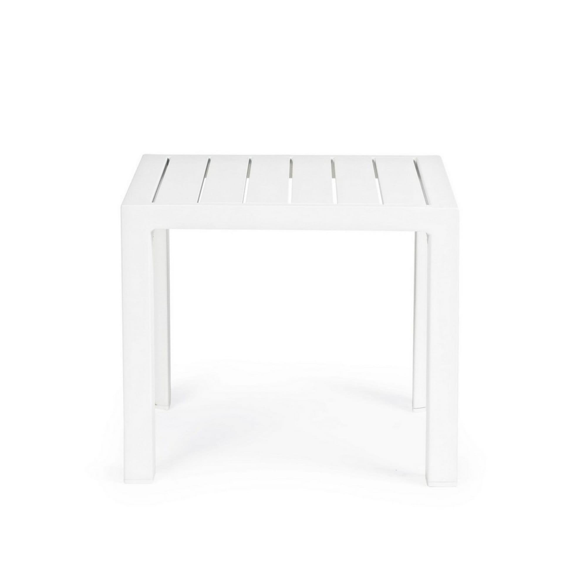 Set 2 tavolini da giardino ZARAGOZA in alluminio bianco verniciato a polvere, 40×40 cm