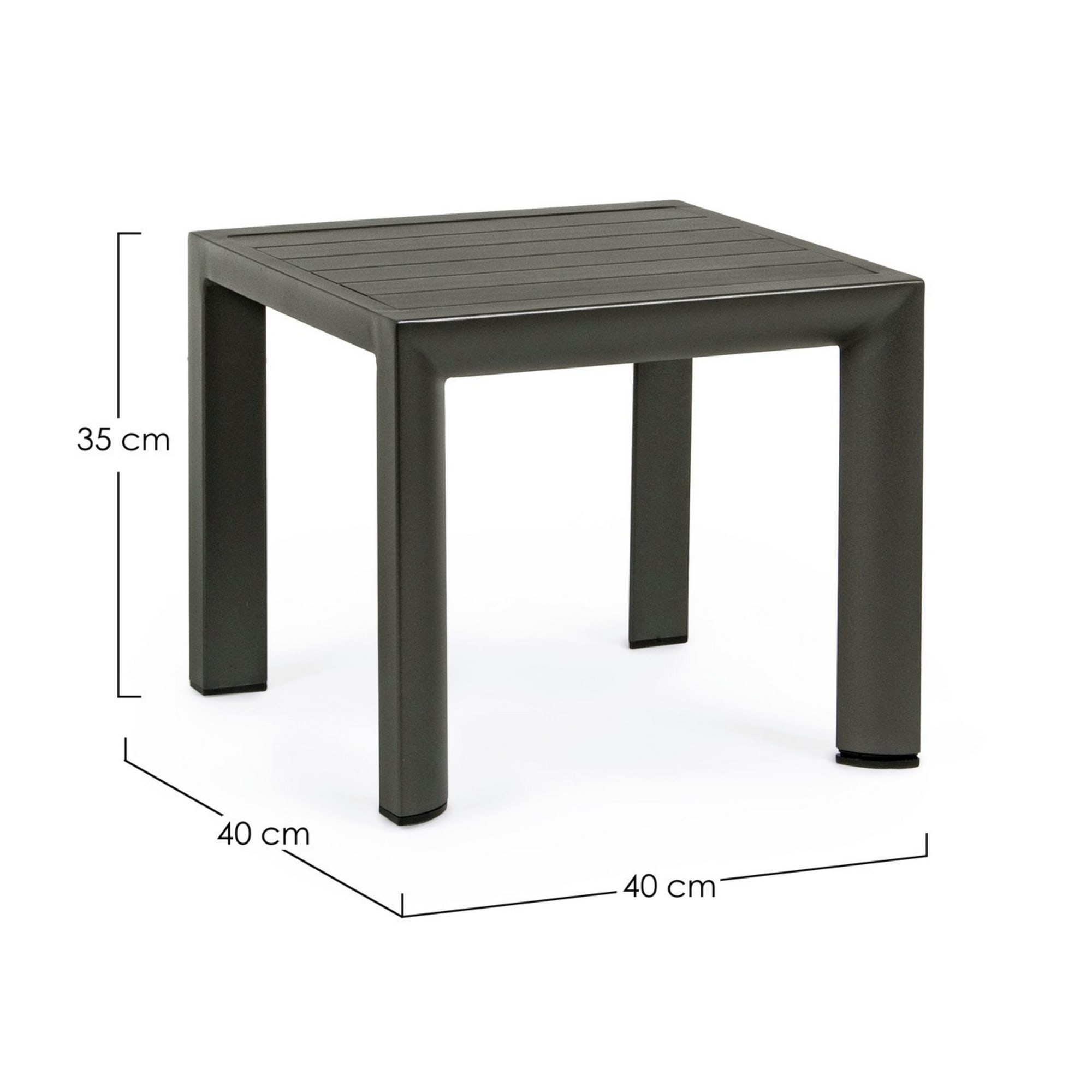 Set 2 tavolini da giardino ZARAGOZA antracite in alluminio verniciato, 40×40 cm
