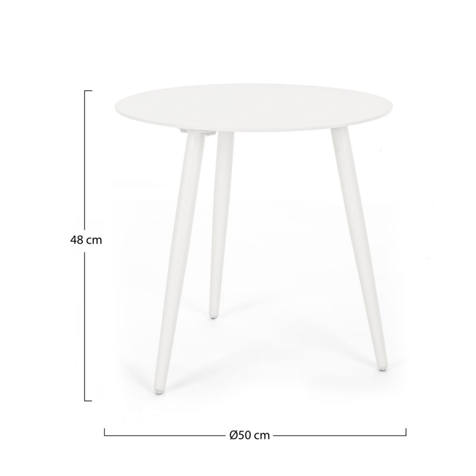 Tavolino rotondo da giardino FARO in alluminio bianco verniciato a polvere, Ø50 cm