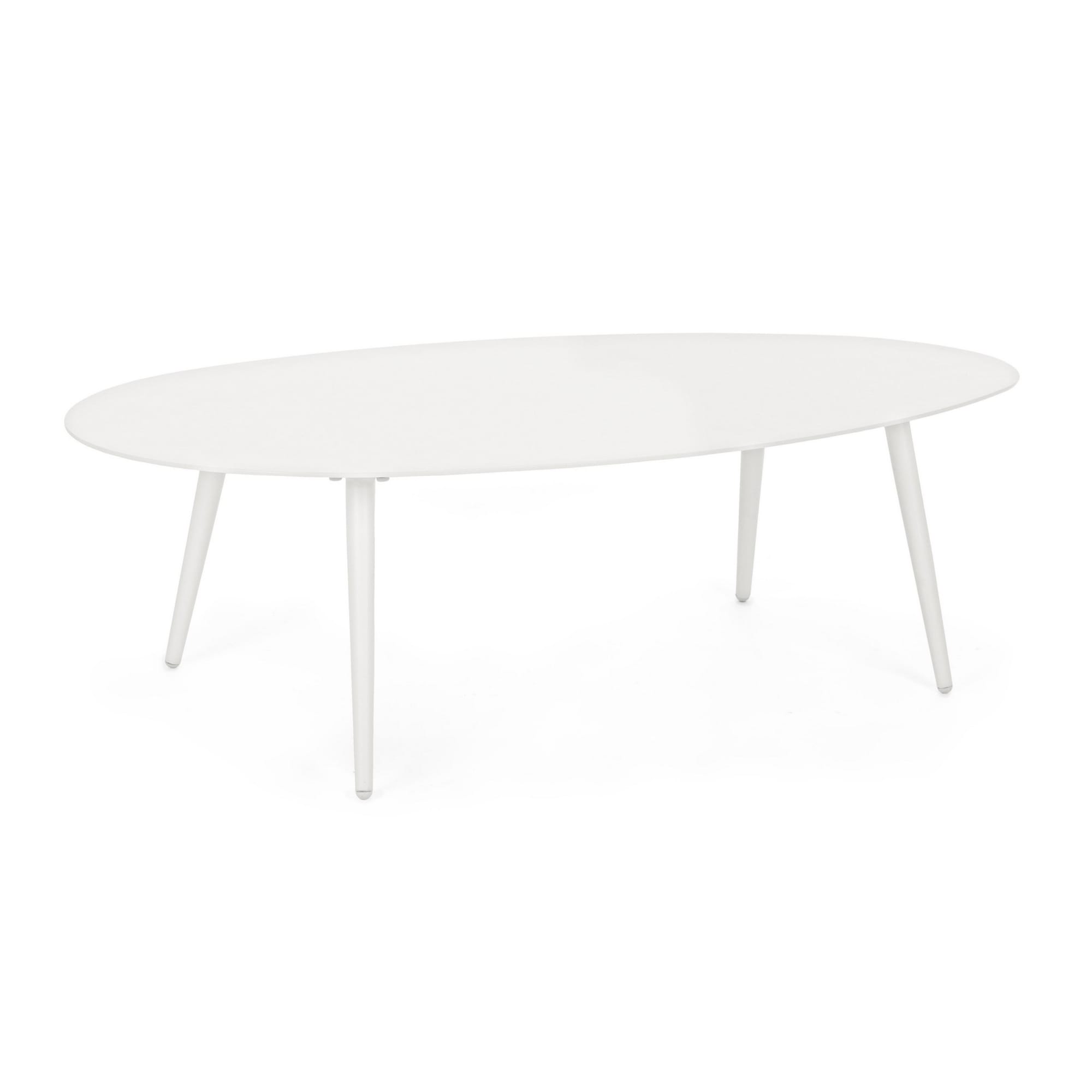Tavolino ovale da giardino FARO in alluminio bianco verniciato a polvere, 120×75 cm