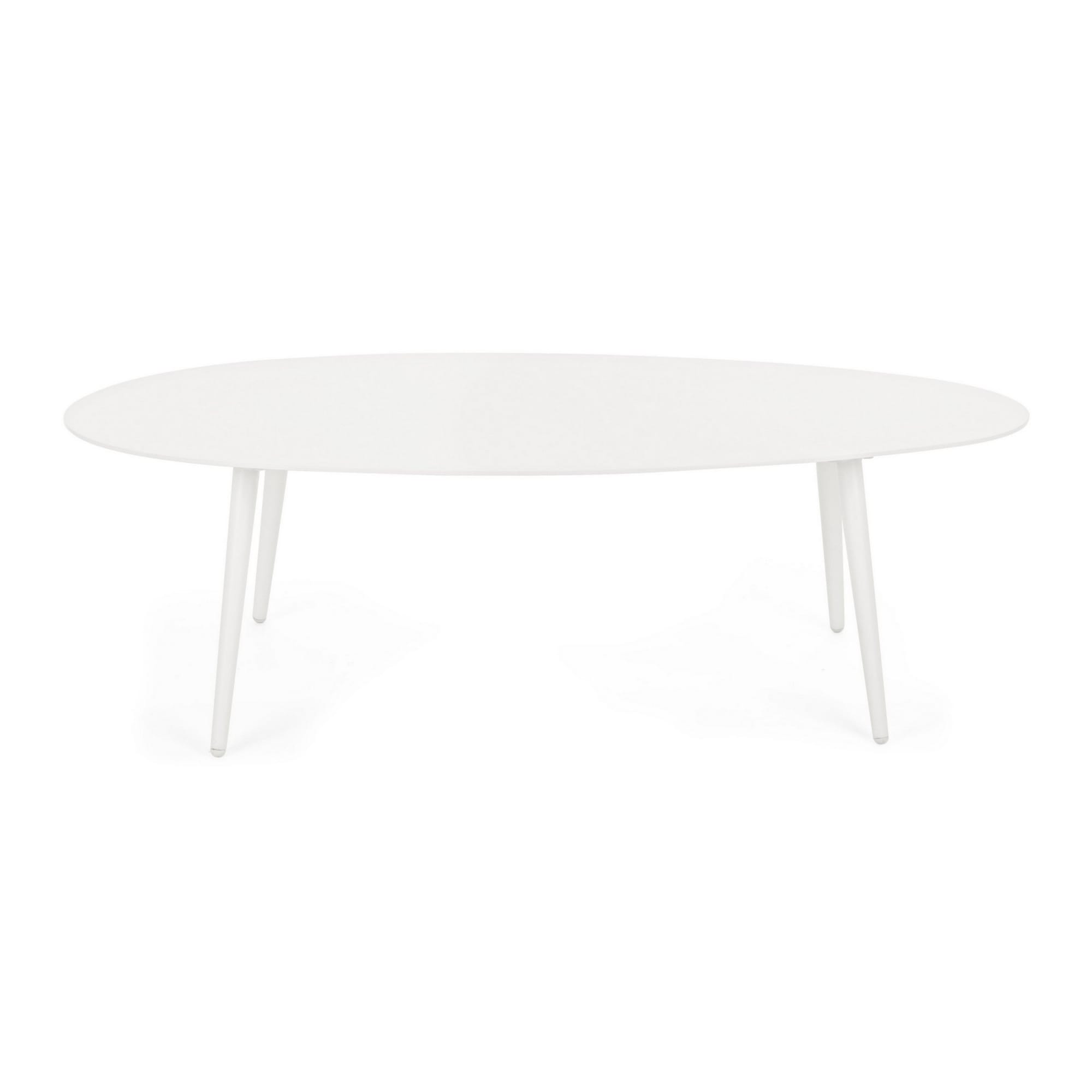 Tavolino ovale da giardino FARO in alluminio bianco verniciato a polvere, 120×75 cm