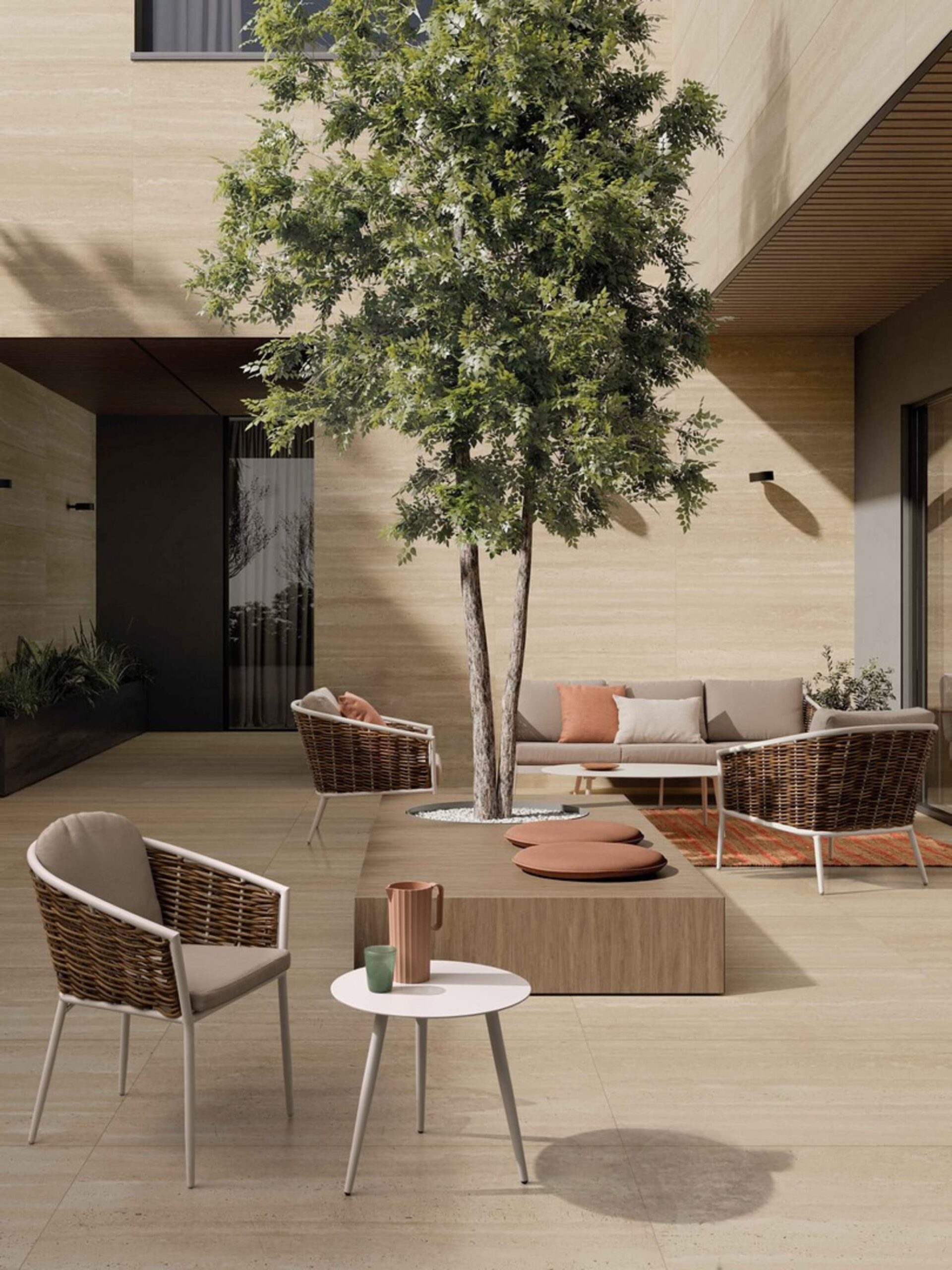 Tavolino ovale da giardino FARO in alluminio bianco verniciato a polvere, 120×75 cm