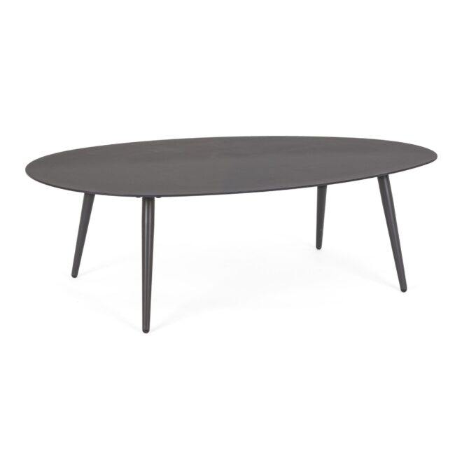 Tavolino ovale da giardino FARO in alluminio antracite verniciato a polvere, 120×75 cm