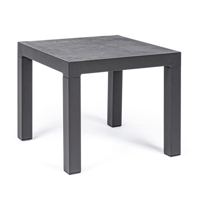 Tavolino da giardino OVIEDO con piano in ceramica e struttura in alluminio antracite, 50×50 cm