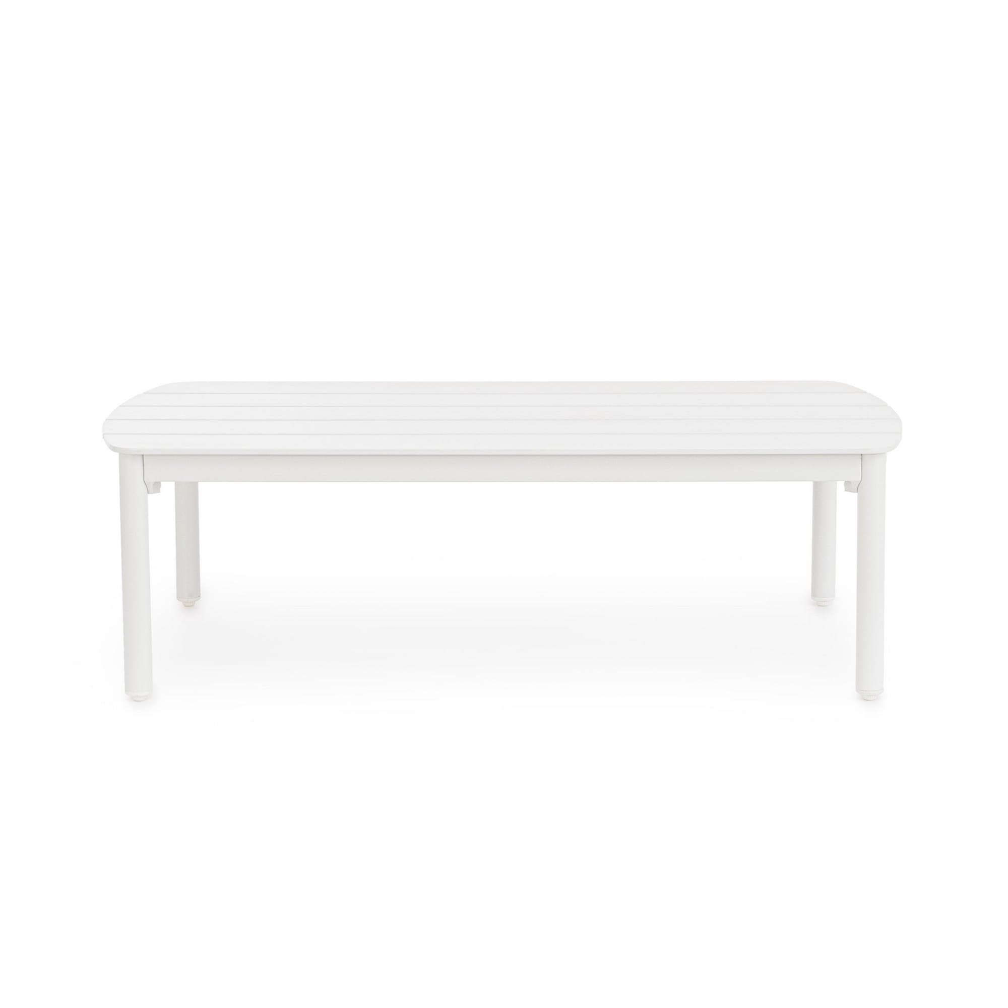 Tavolino da giardino GAUDIX in alluminio bianco con piedini regolabili, 115×68,5 cm