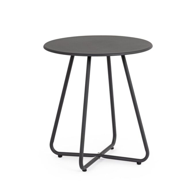 Tavolino rotondo GAVIAO in acciaio antracite, Ø45×50 cm