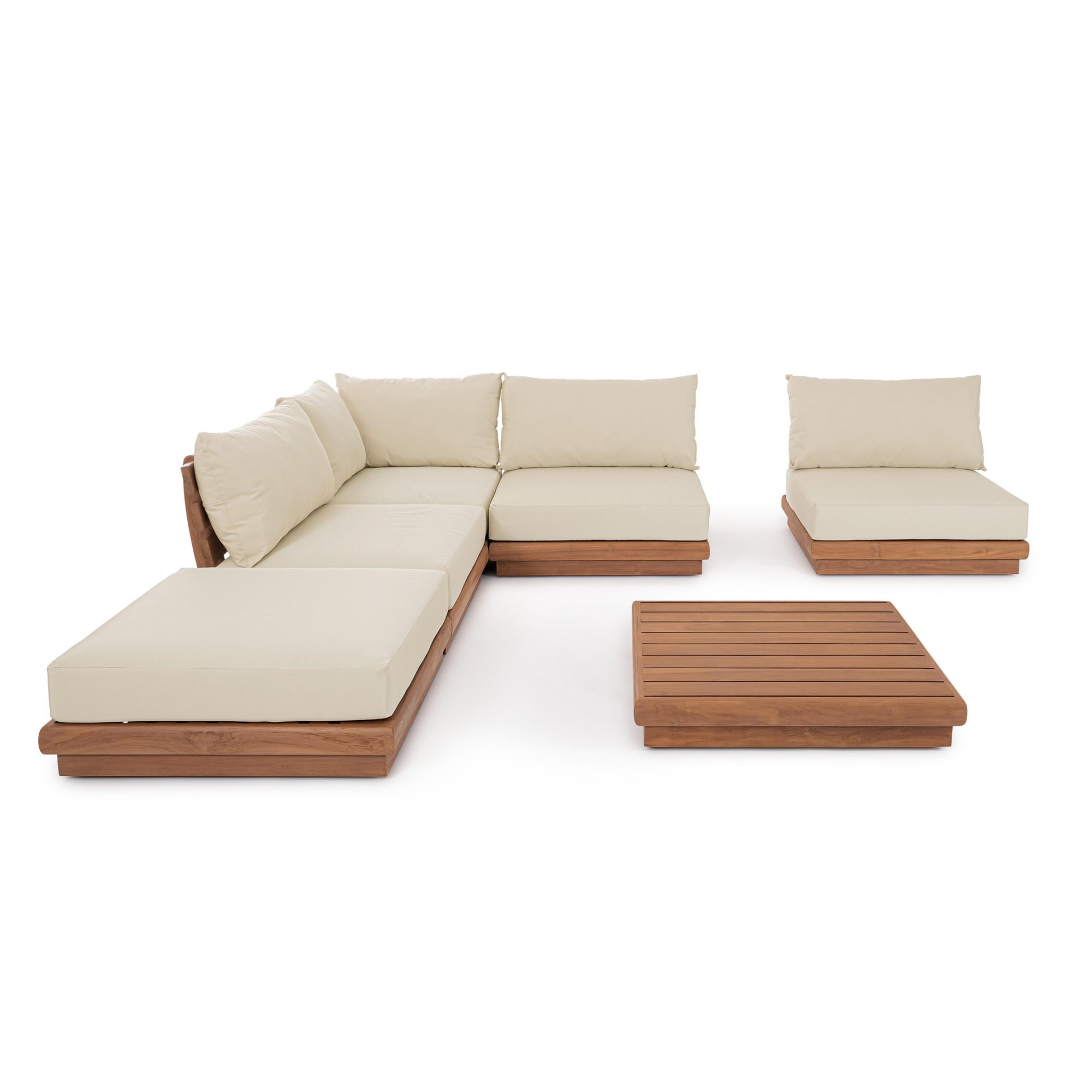 Tavolino basso BILBAO in legno teak, 94×94×17 cm
