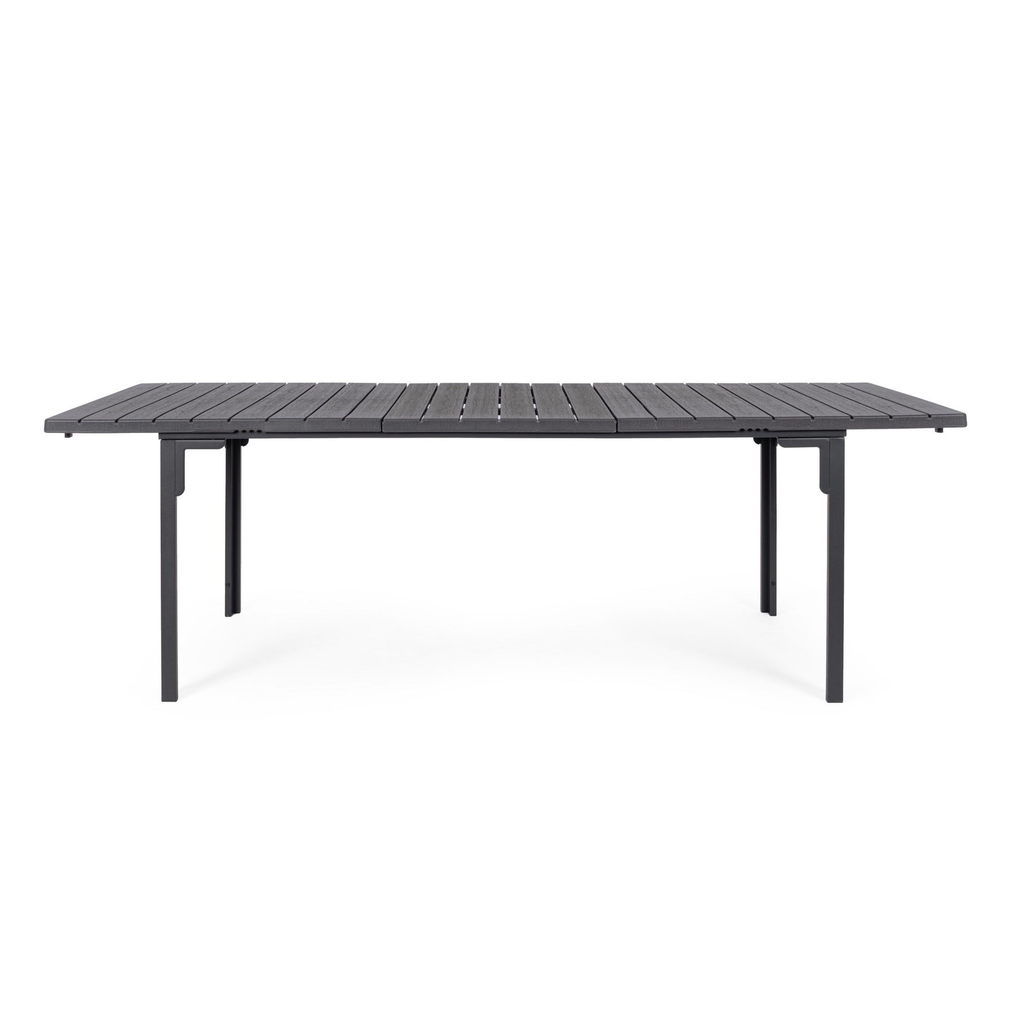 Tavolo allungabile da giardino VALENCIA antracite effetto legno, struttura in acciaio, 180×89,5–240×89,5 cm