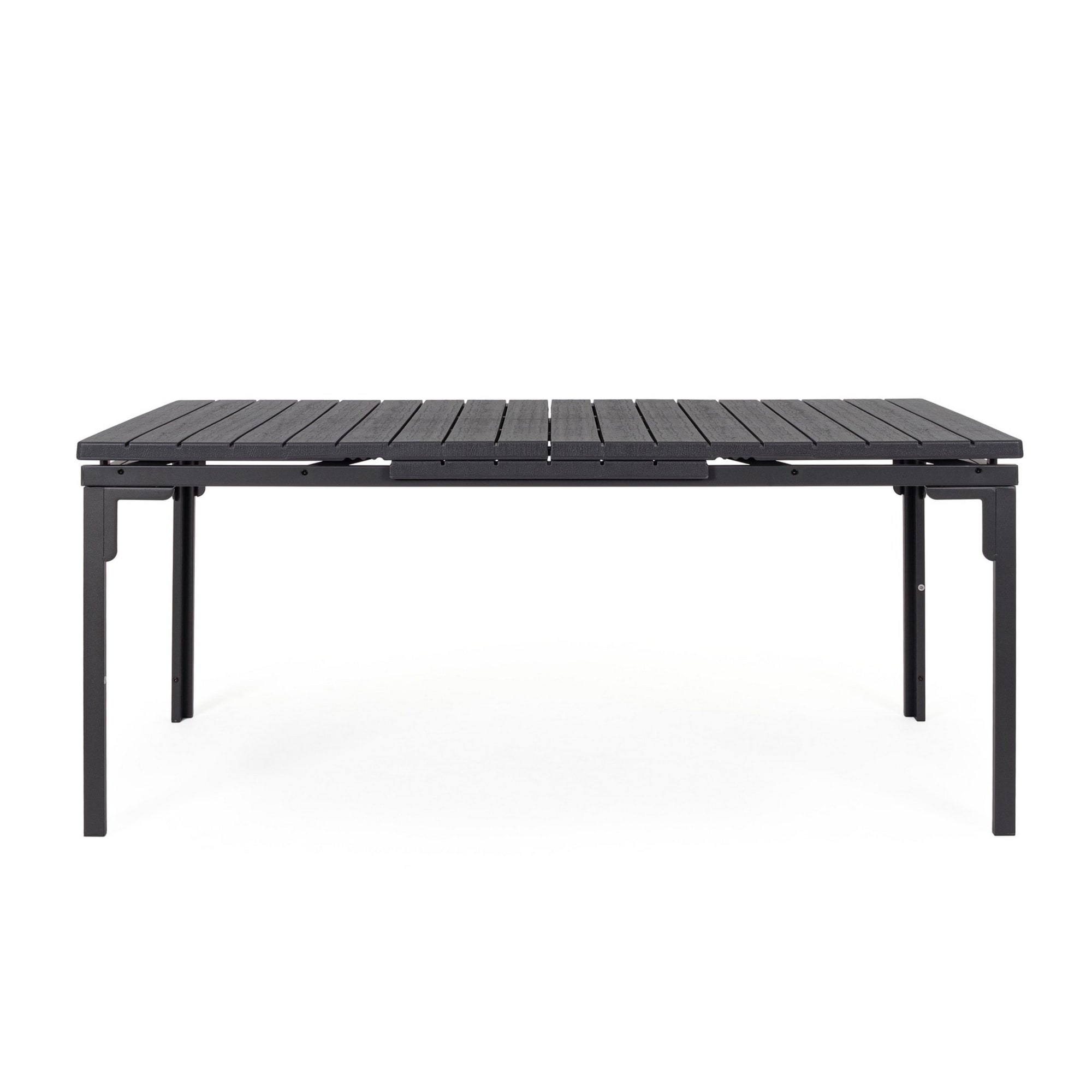 Tavolo allungabile da giardino VALENCIA antracite effetto legno, struttura in acciaio, 180×89,5–240×89,5 cm