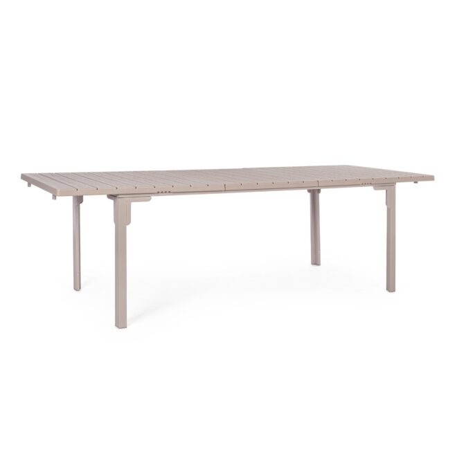 Tavolo allungabile da giardino VALENCIA tortora effetto legno, struttura in acciaio, 180×89,5–240×89,5 cm