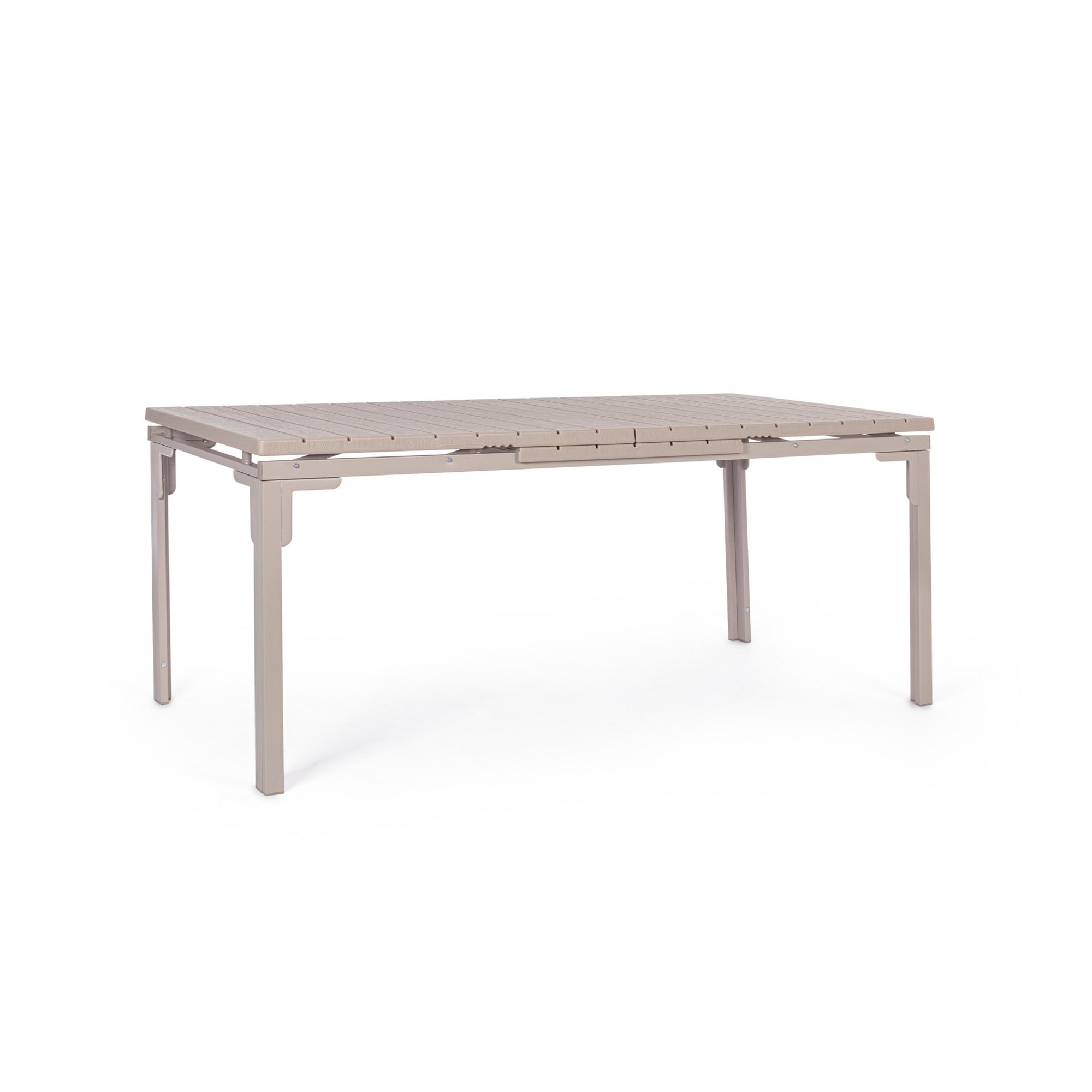 Tavolo allungabile da giardino VALENCIA tortora effetto legno, struttura in acciaio, 180×89,5–240×89,5 cm