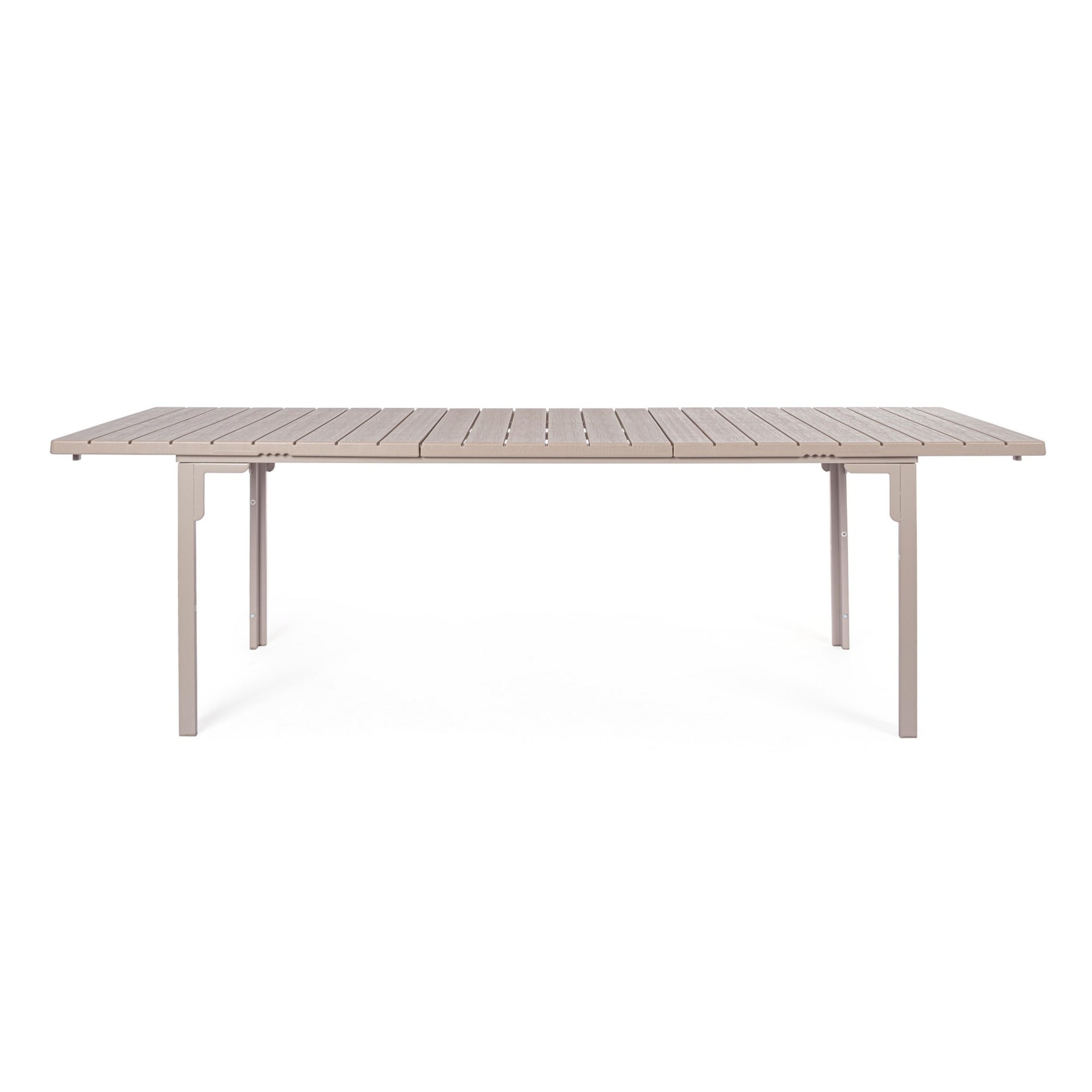 Tavolo allungabile da giardino VALENCIA tortora effetto legno, struttura in acciaio, 180×89,5–240×89,5 cm