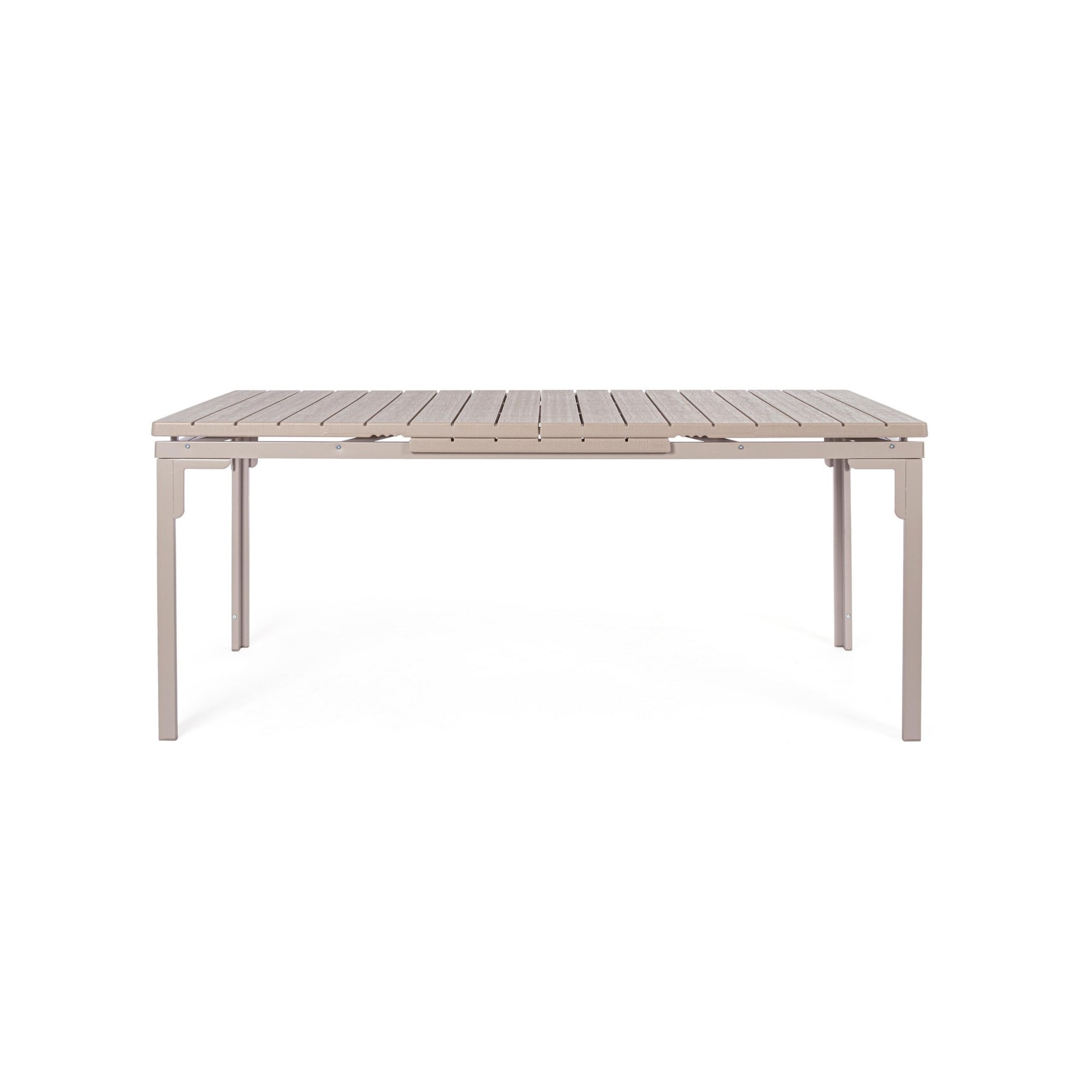 Tavolo allungabile da giardino VALENCIA tortora effetto legno, struttura in acciaio, 180×89,5–240×89,5 cm
