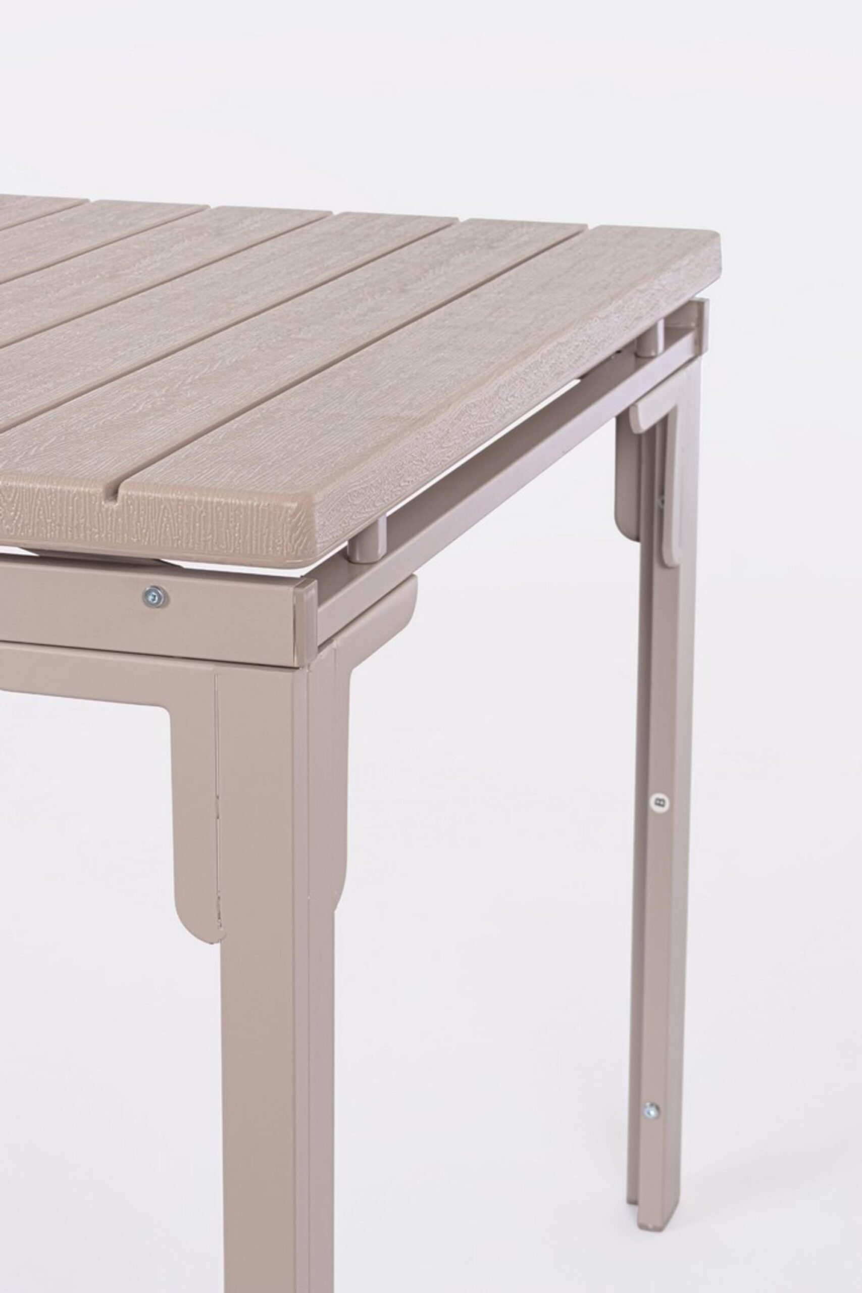 Tavolo allungabile da giardino VALENCIA tortora effetto legno, struttura in acciaio, 180×89,5–240×89,5 cm