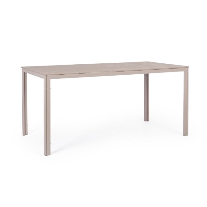Tavolo fisso da giardino VALENCIA tortora effetto legno, struttura in acciaio, 156x78 cm