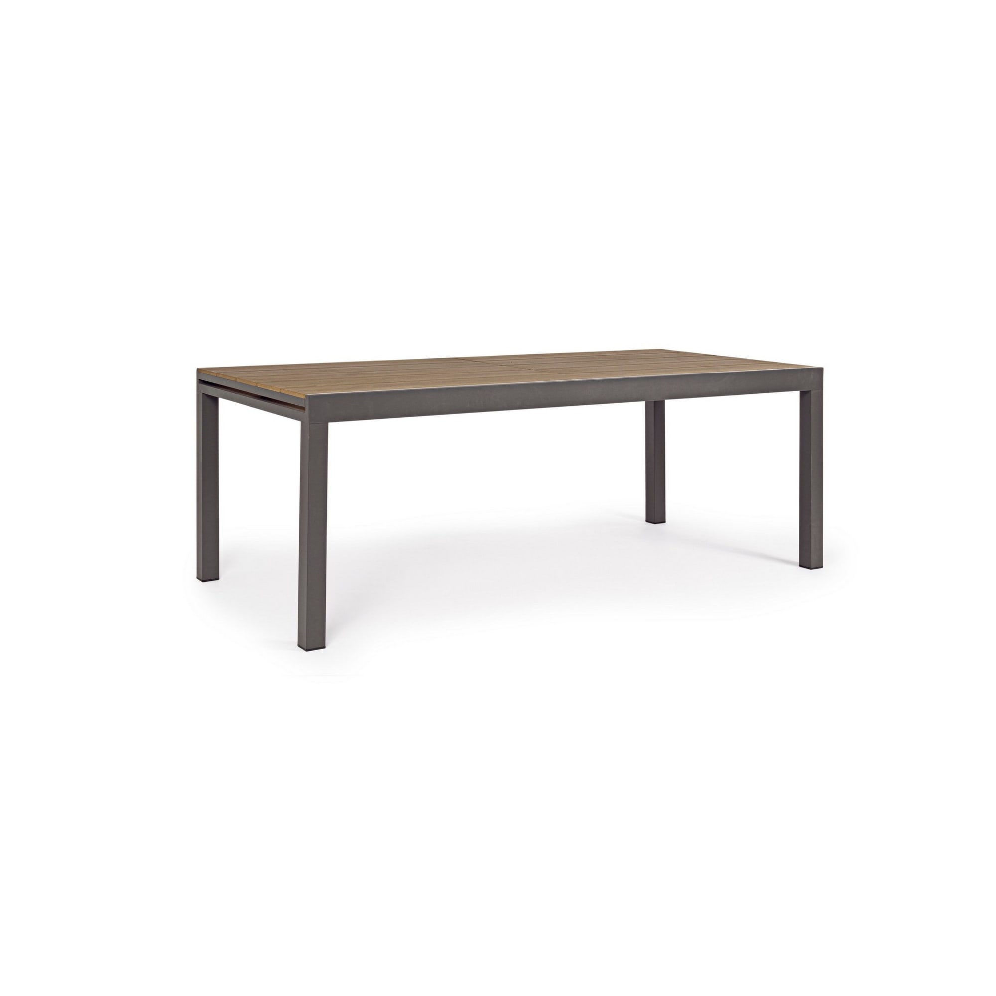 Tavolo allungabile da giardino ELIAS con piano color teak e struttura in alluminio antracite, 200×95 – 300×95 cm