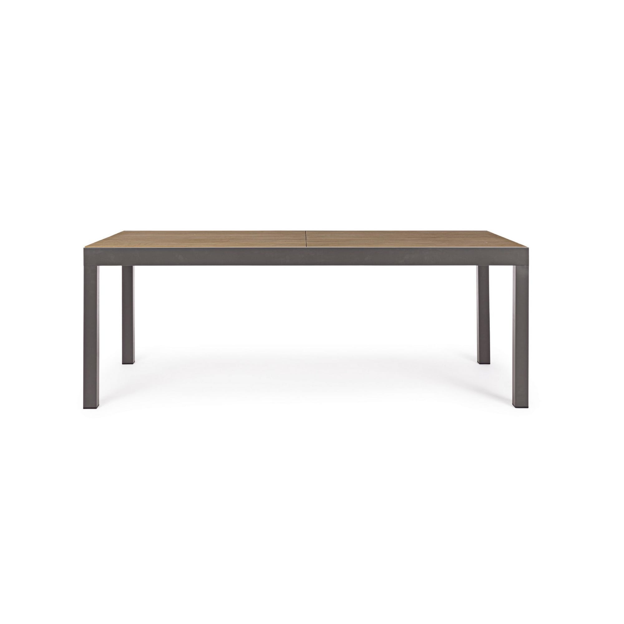 Tavolo allungabile da giardino ELIAS con piano color teak e struttura in alluminio antracite, 200×95 – 300×95 cm