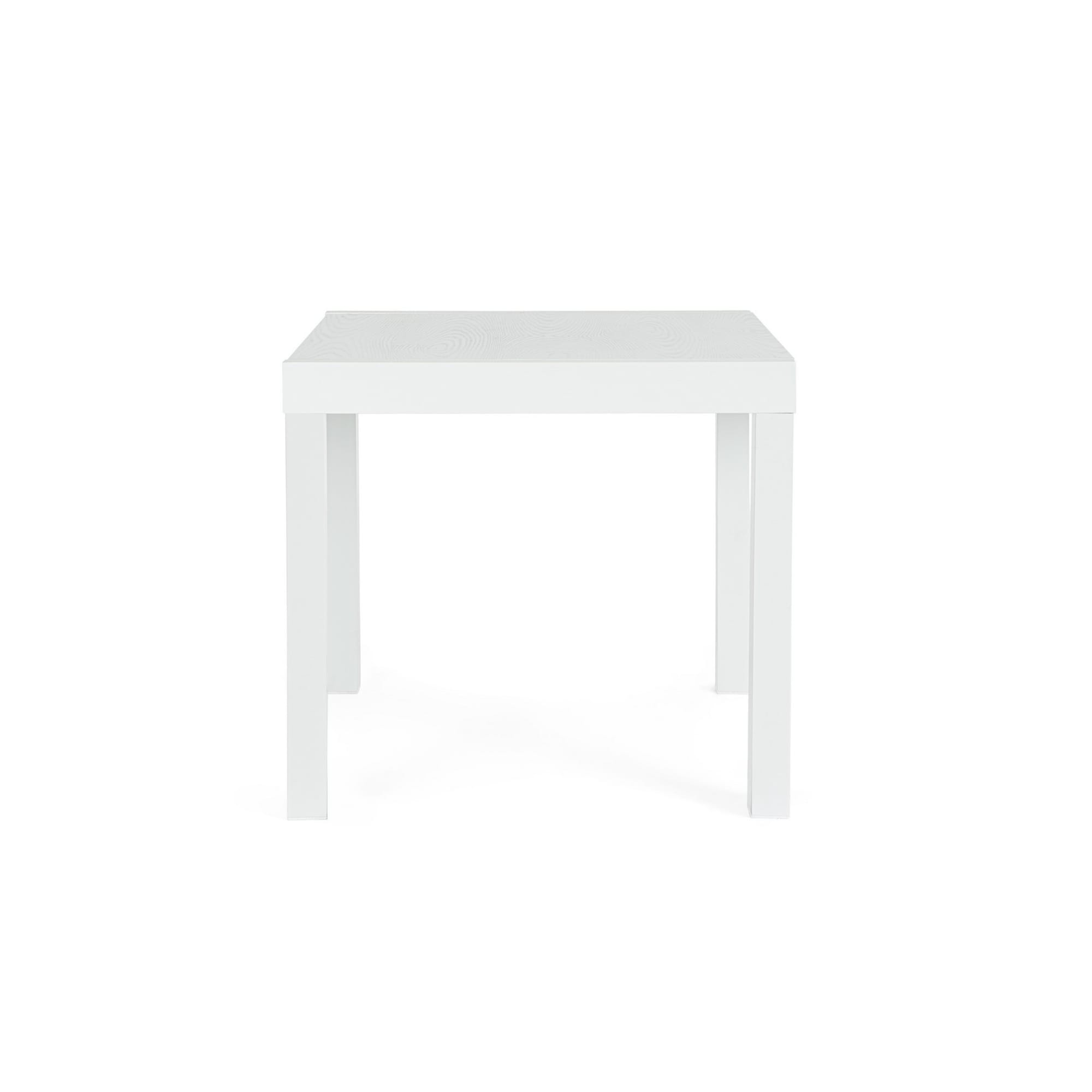 Tavolo allungabile da giardino CLIV con piano effetto legno e struttura in alluminio bianco, 80×80 – 160×80 cm