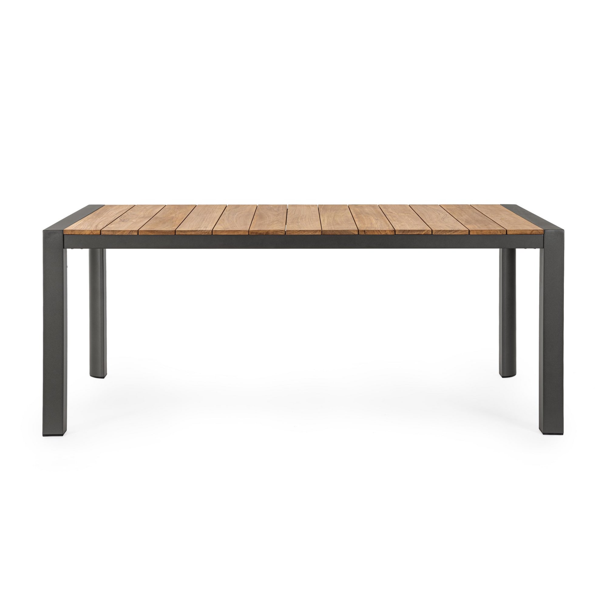 Tavolo da giardino CAMERON con piano in teak e struttura in alluminio antracite, 180×90 cm