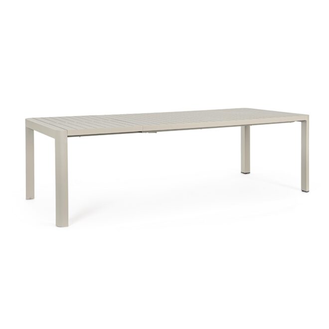 Tavolo da giardino KIPLIN in alluminio beige verniciato a polvere, 180×100 – 240×100 cm