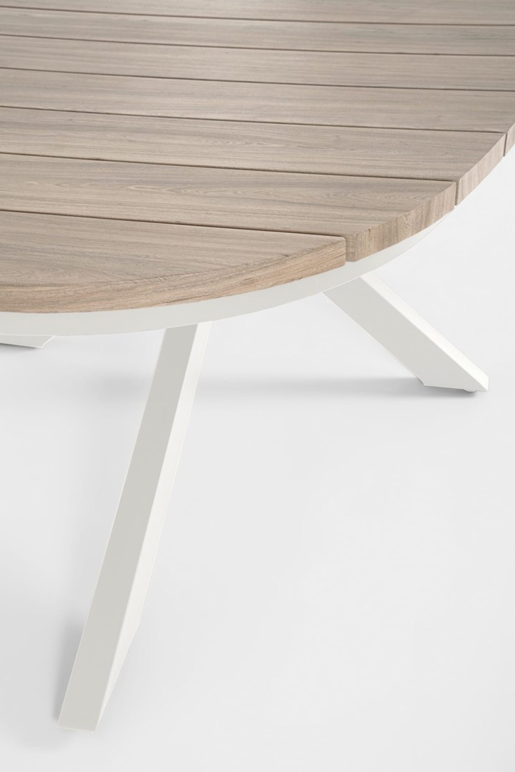 Tavolo da giardino ZELMAR effetto legno e struttura in alluminio bianco, 218×115 cm