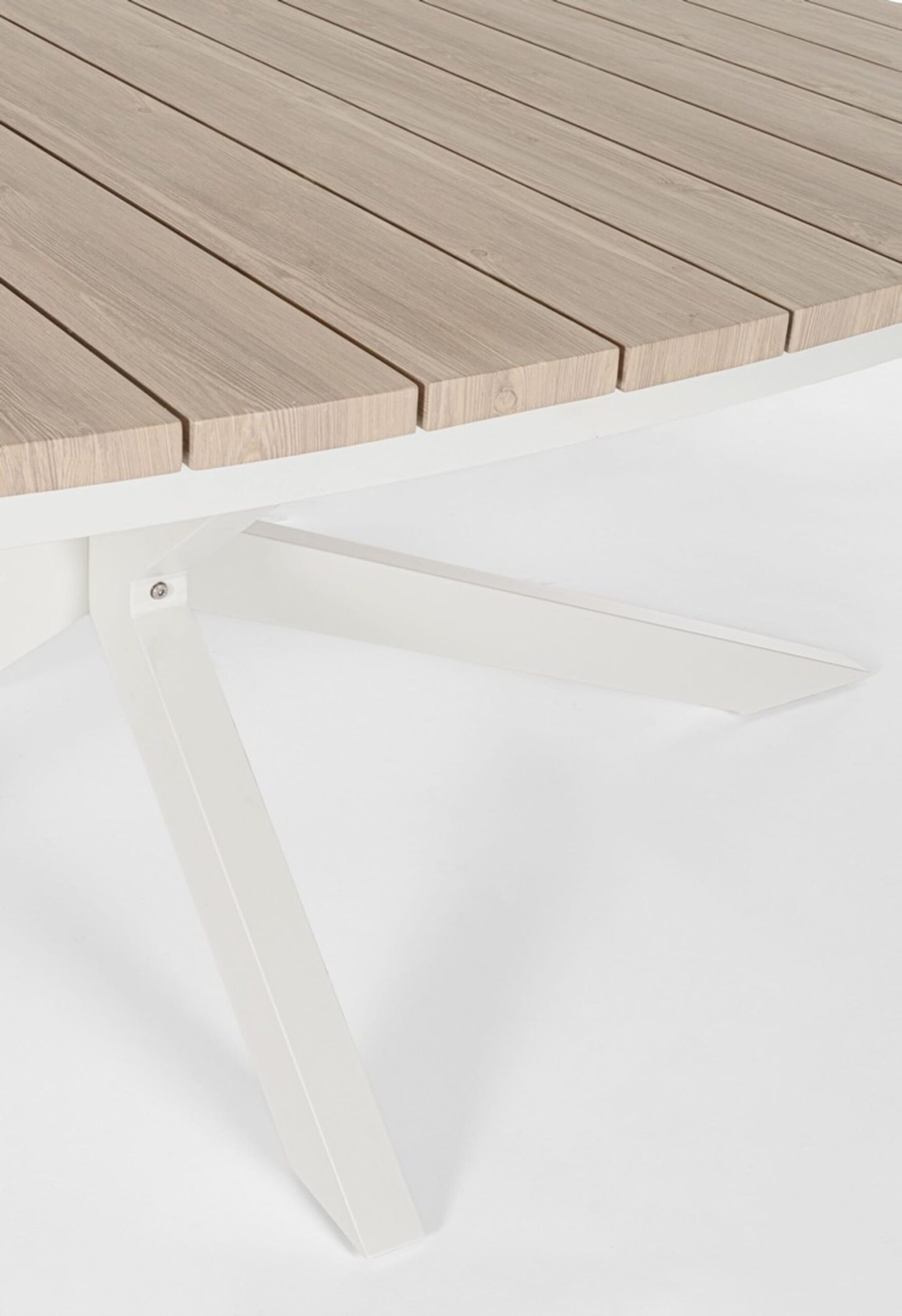 Tavolo da giardino ZELMAR effetto legno e struttura in alluminio bianco, 218×115 cm