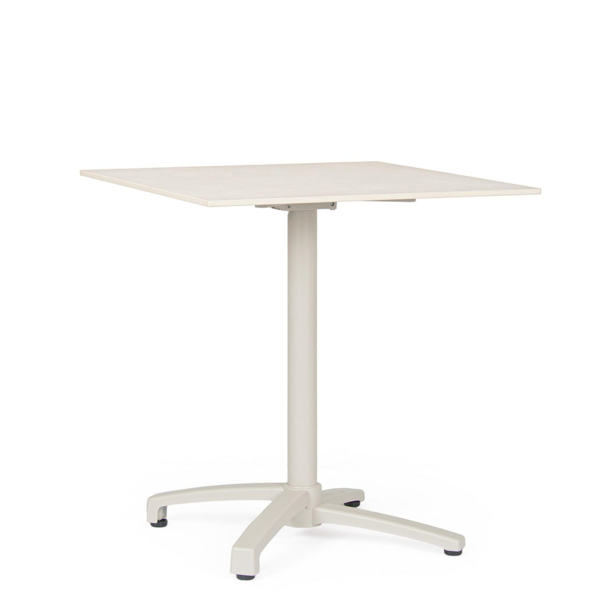 Tavolo da bar quadrato LAREDO in alluminio e HPL beige, pieghevole e impilabile, 70×70×74 cm