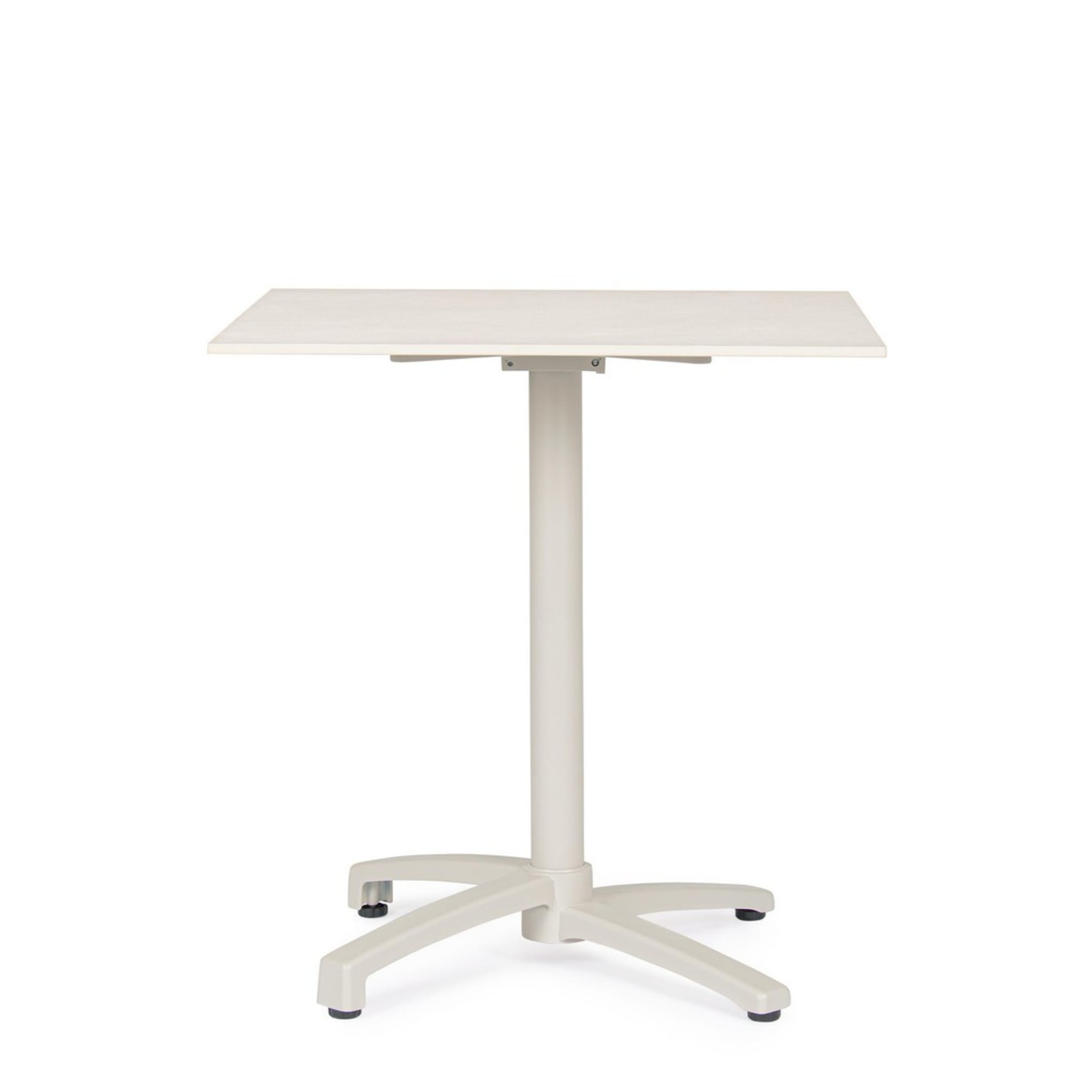 Tavolo da bar quadrato LAREDO in alluminio e HPL beige, pieghevole e impilabile, 70×70×74 cm