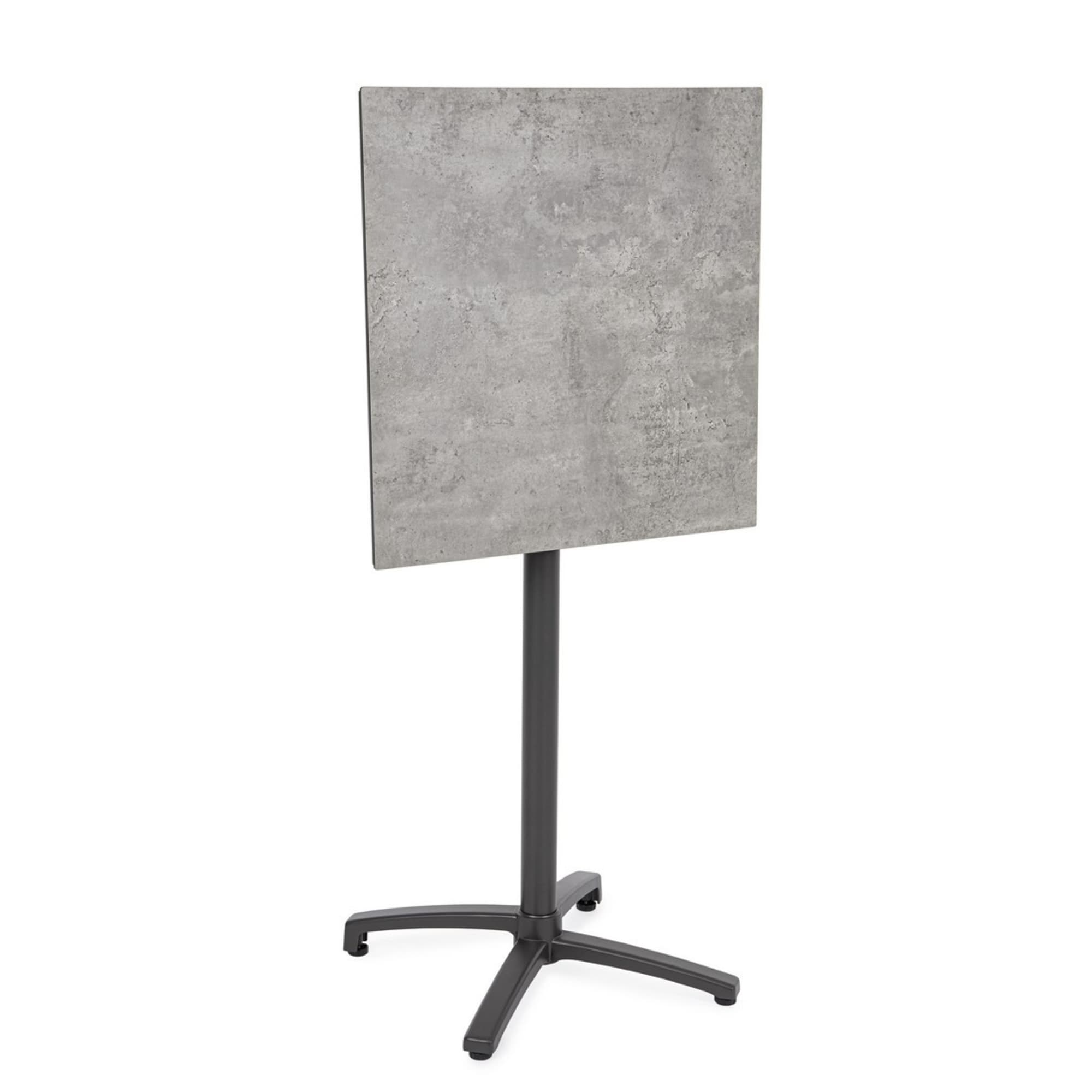 Tavolo da bar quadrato LAREDO in alluminio e HPL antracite e grigio, pieghevole e impilabile, 70×70×110 cm