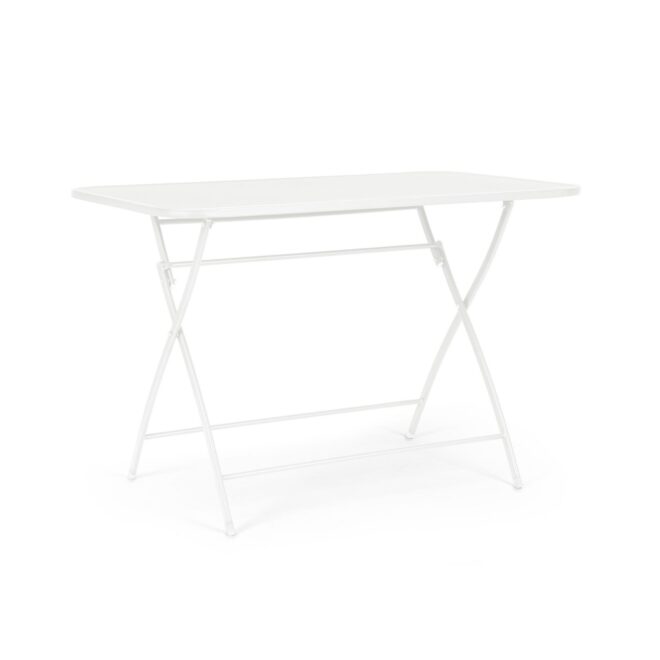 Tavolo rettangolare YVONNE in acciaio bianco, pieghevole, 110×70×72 cm
