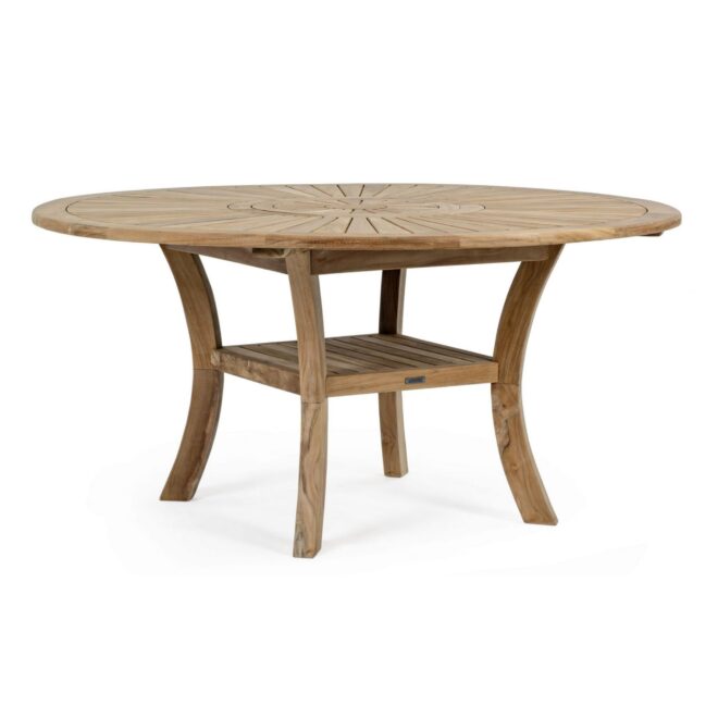 Tavolo rotondo girevole GALILEA in legno teak, Ø155×76 cm