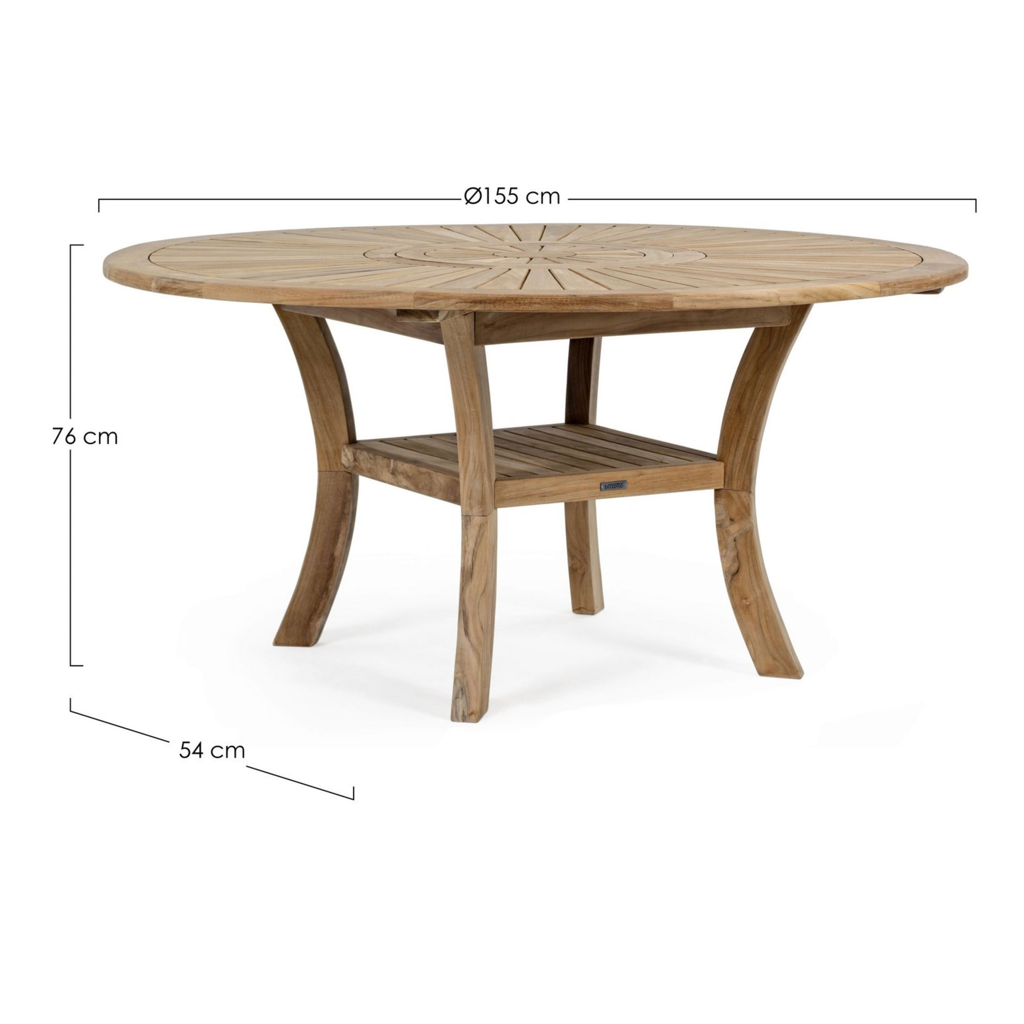 Tavolo rotondo girevole GALILEA in legno teak, Ø155×76 cm
