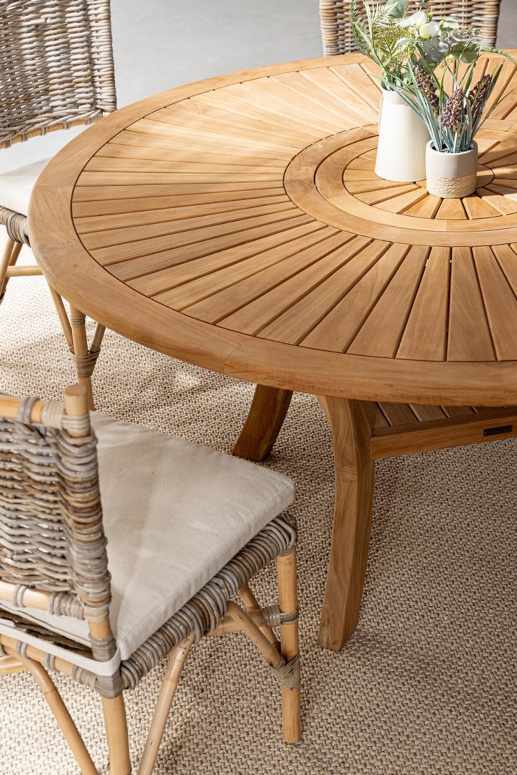 Tavolo rotondo girevole GALILEA in legno teak, Ø155×76 cm