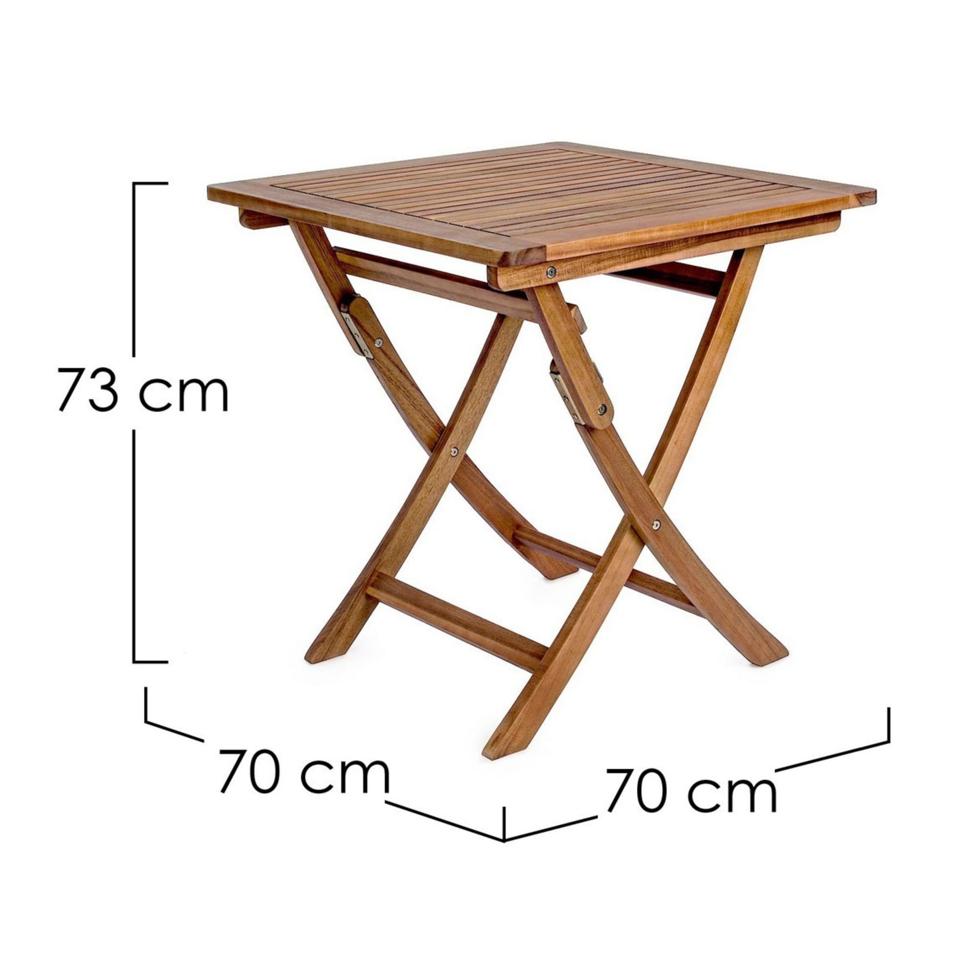 Tavolo pieghevole NOEMI in legno di acacia, 70×70 cm