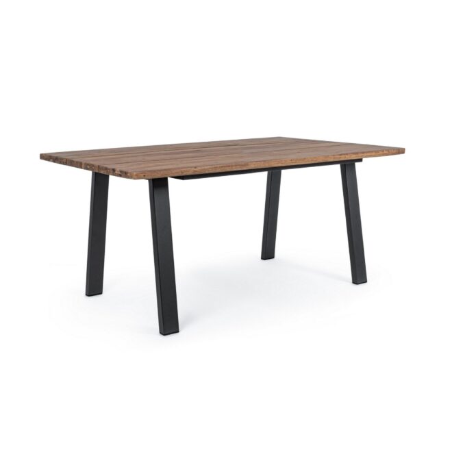 Tavolo rettangolare FERRERIES in legno di acacia e acciaio antracite, 160×90 cm