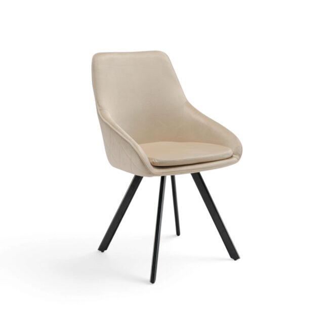Set di 2 sedie TOLEDO in tessuto effetto velluto beige e gambe nere