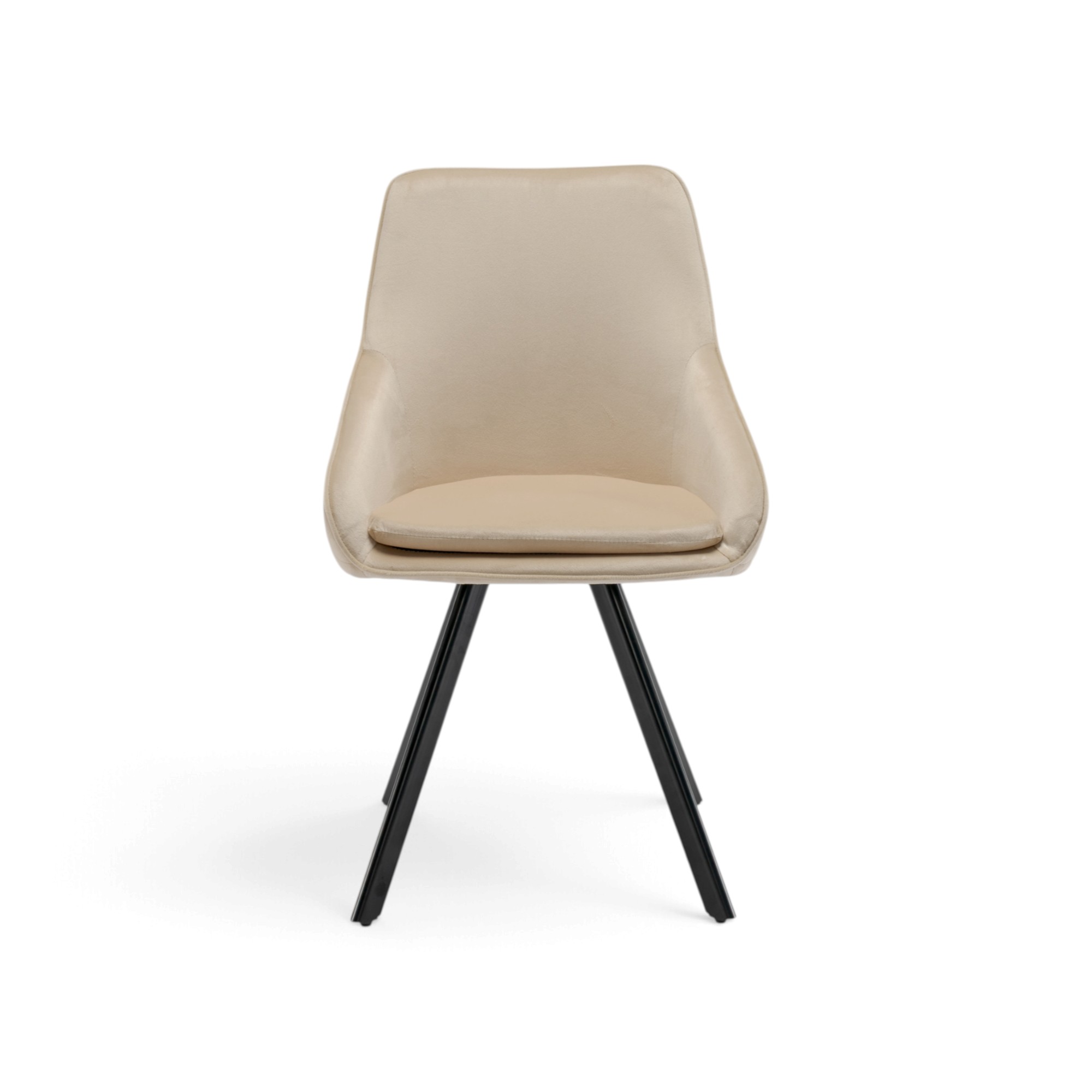 Set di 2 sedie TOLEDO in tessuto effetto velluto beige e gambe nere